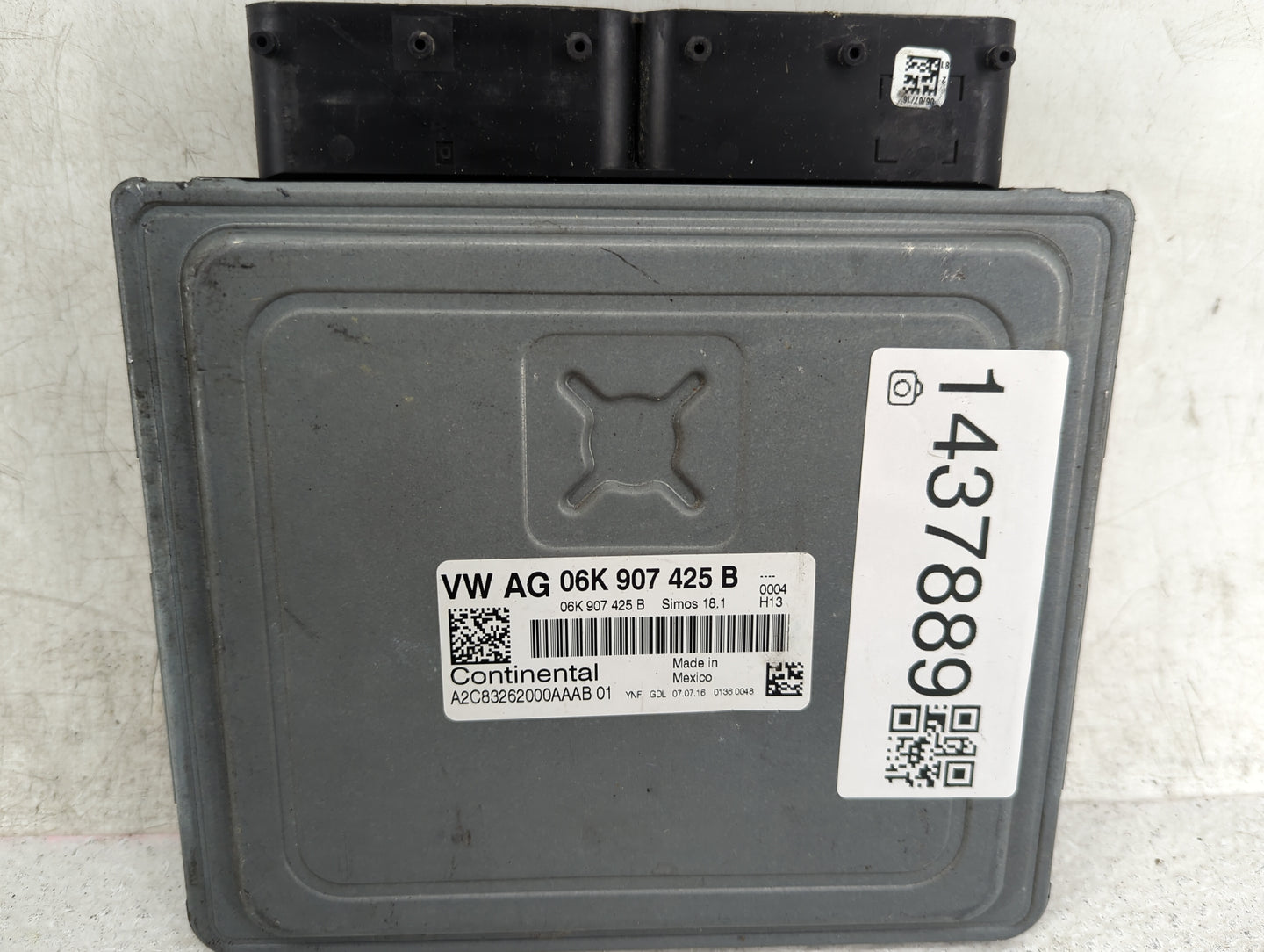 2015 Audi A3 PCM Engine Control Computer ECU ECM PCU OEM P/N:06K907425B A2C83262000AAAB01 Fits Fits 2016 2017 OEM Used Auto 