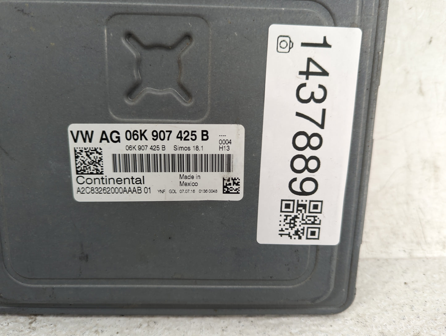 2015 Audi A3 PCM Engine Control Computer ECU ECM PCU OEM P/N:06K907425B A2C83262000AAAB01 Fits Fits 2016 2017 OEM Used Auto 