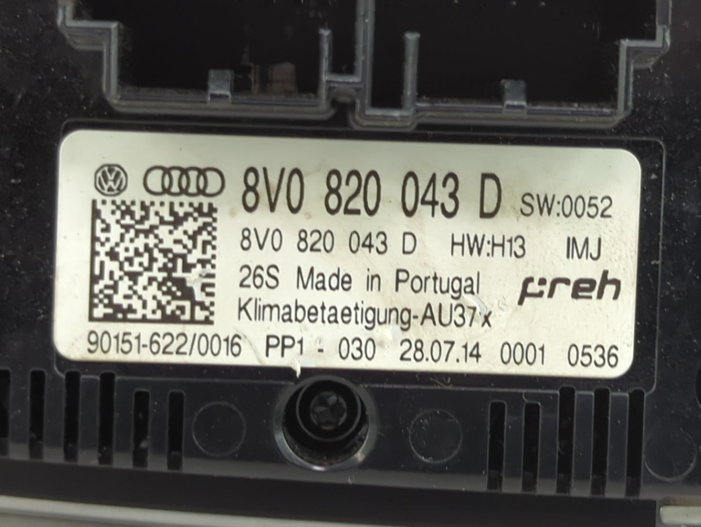 2015-2018 Audi A3 Climate Control Module Temperature AC/Heater Replacement P/N:8V0820043D Fits Fits 2015 2016 2017 2018 OEM 