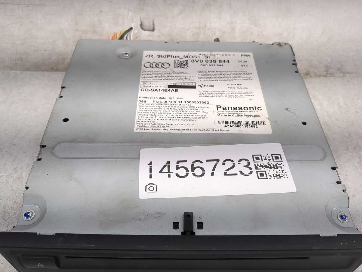 2015-2018 Audi A3 Radio AM FM Cd Player Receiver Replacement P/N:8V0035844 CQ-SA14E4AE, WUQ-MIB1 Fits Fits 2015 2016 2017 20