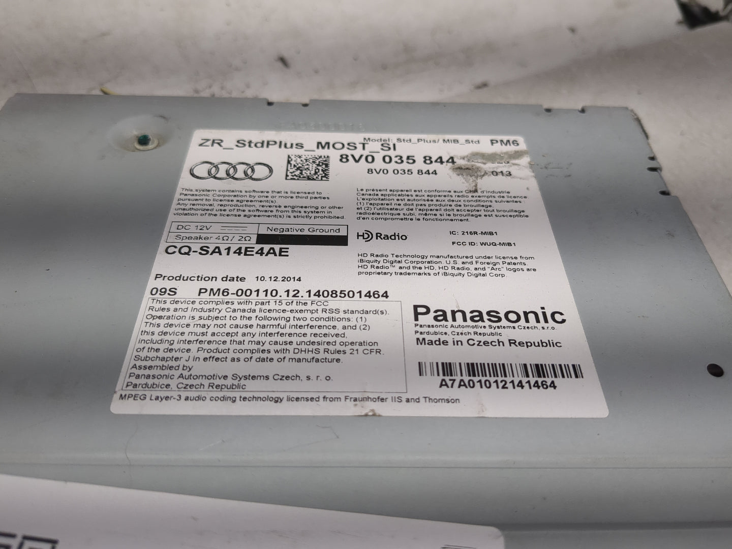 2015-2018 Audi A3 Radio AM FM Cd Player Receiver Replacement P/N:8V0035844 CQ-SA14E4AE, PM6-00110 Fits Fits 2015 2016 2017 2