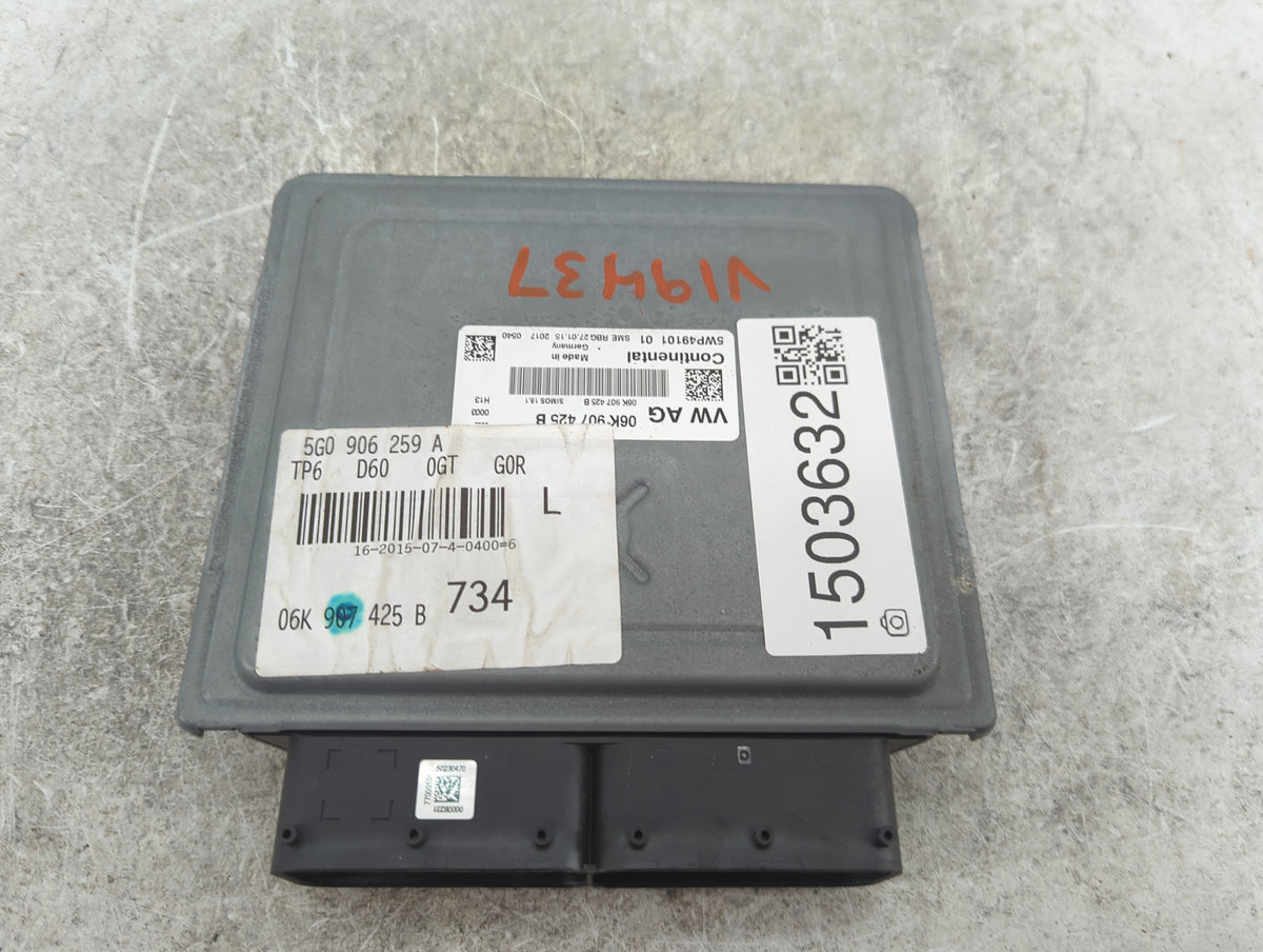 2015 Audi A3 PCM Engine Control Computer ECU ECM PCU OEM P/N:06K907425B 5WP4910101, 5G0906259A Fits Fits 2016 2017 OEM Used 