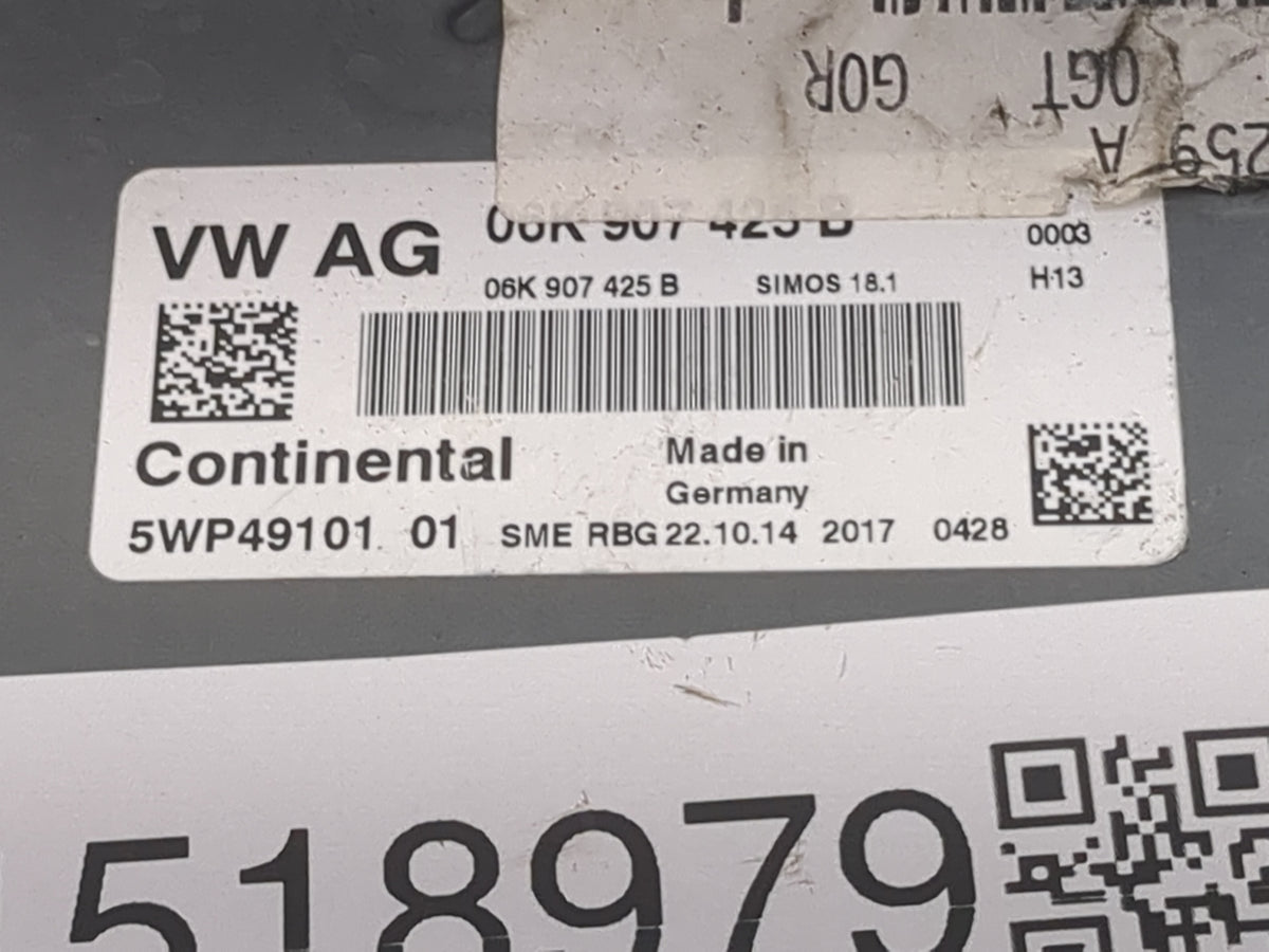 2015 Audi A3 PCM Engine Control Computer ECU ECM PCU OEM P/N:06K907425B 5WP4910101, SIMOS18.1 Fits 2016 2017 OEM Used Auto P
