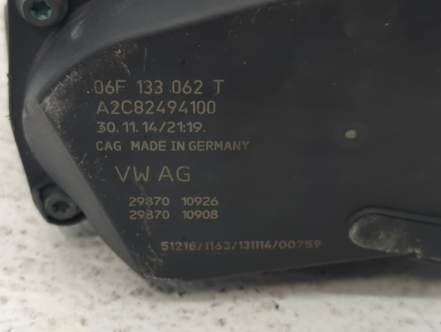 2006-2018 Audi A3 Throttle Body P/N:06F 133 062 T 06F 133 062 Q Fits OEM Used Auto Parts - Oemusedautoparts1.com