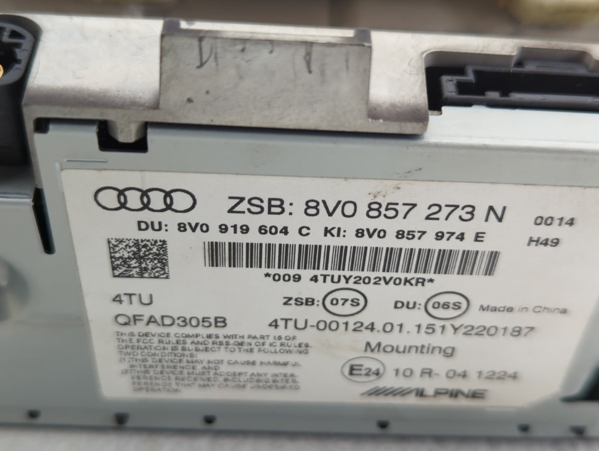 2015 Audi A3 Radio AM FM Cd Player Receiver Replacement P/N:8V0 857 273 M Fits Fits 2006 2007 OEM Used Auto Parts - Oemuseda