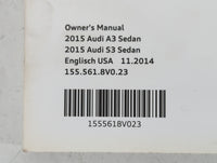 2015 Audi A3 Owners Manual Book Guide P/N:1555618V023 OEM Used Auto Parts - Oemusedautoparts1.com