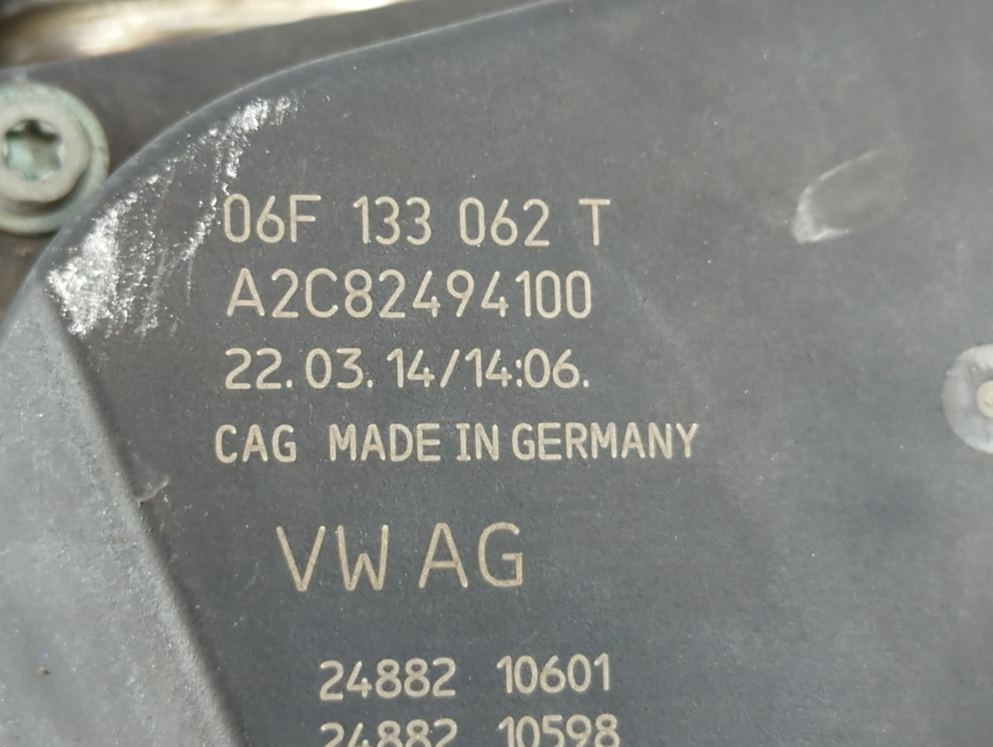 2006-2018 Audi A3 Throttle Body P/N:A2C82494100 06F 133 062 T Fits OEM Used Auto Parts - Oemusedautoparts1.com