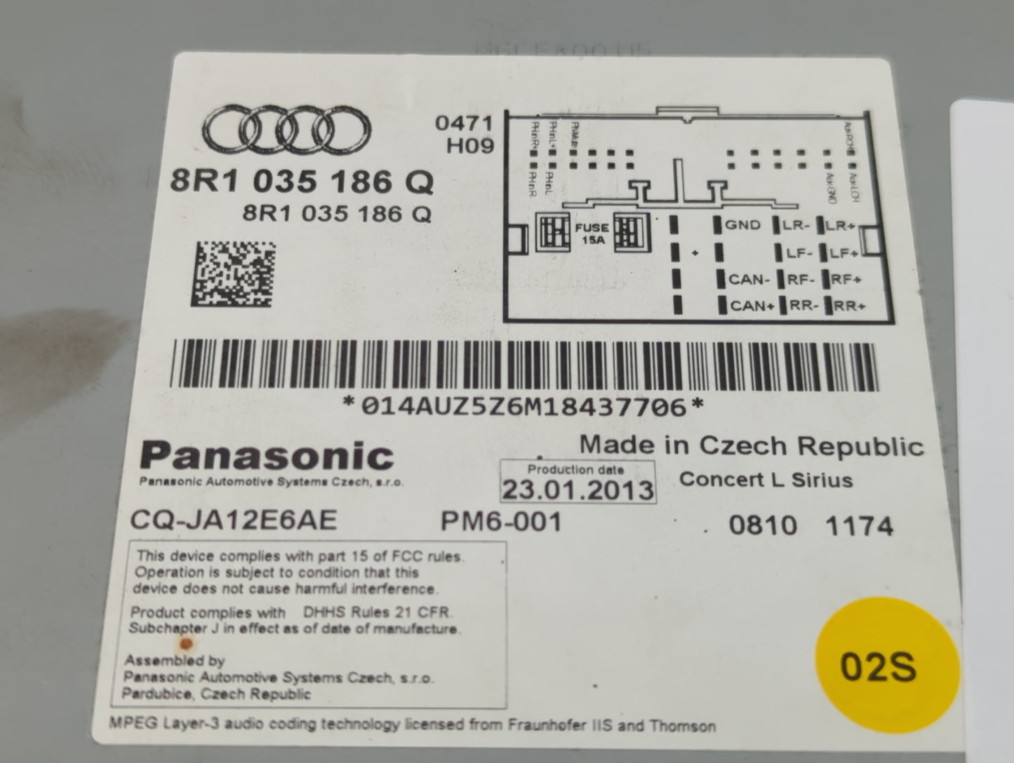 2013-2016 Audi A4 Radio AM FM Cd Player Receiver Replacement P/N:8R1 035 186 Q Fits Fits 2011 2012 2013 2014 2015 2016 2017 