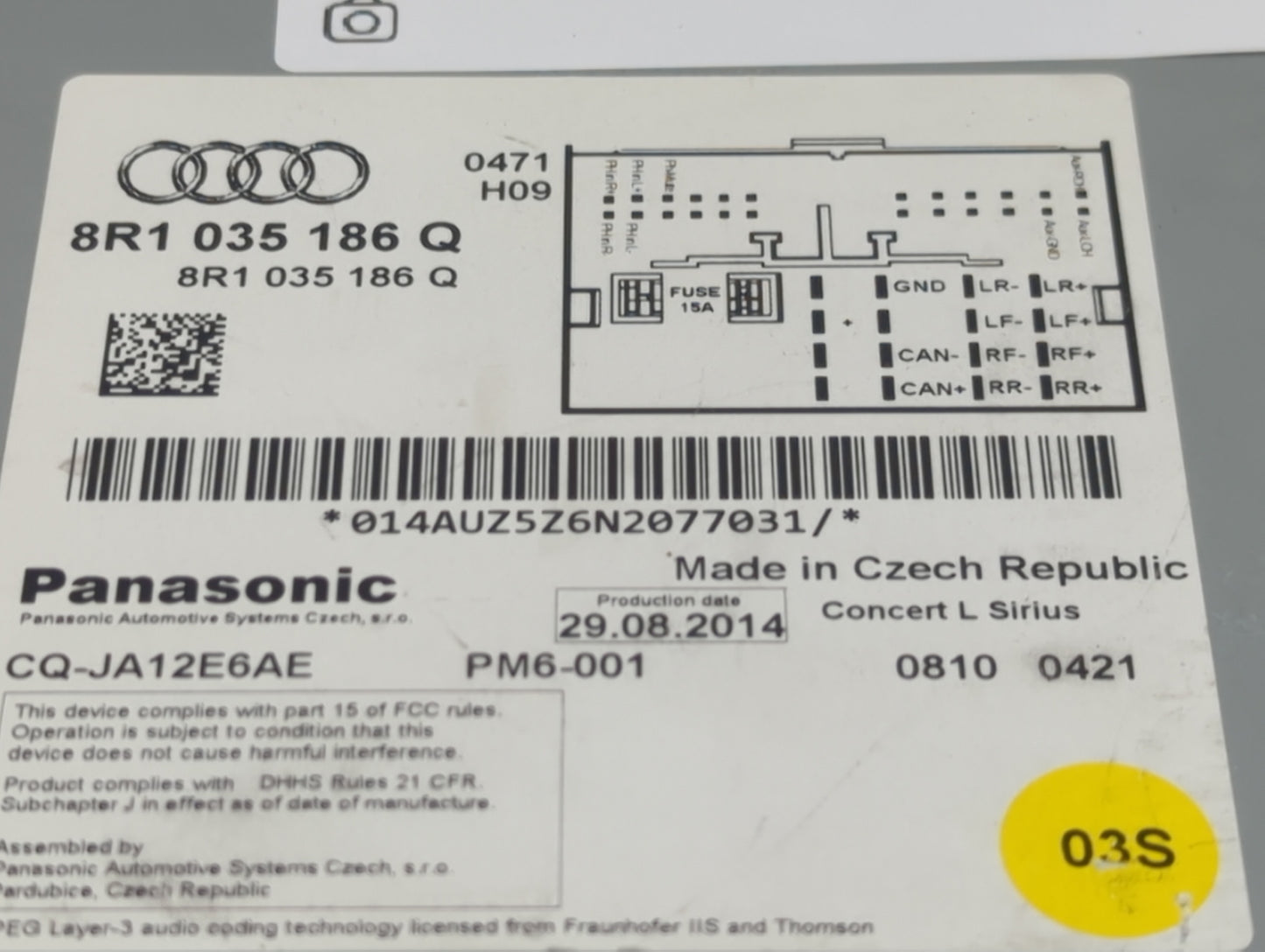 2013-2016 Audi A4 Radio AM FM Cd Player Receiver Replacement P/N:8R1035186Q Fits Fits 2013 2014 2015 2016 OEM Used Auto Part