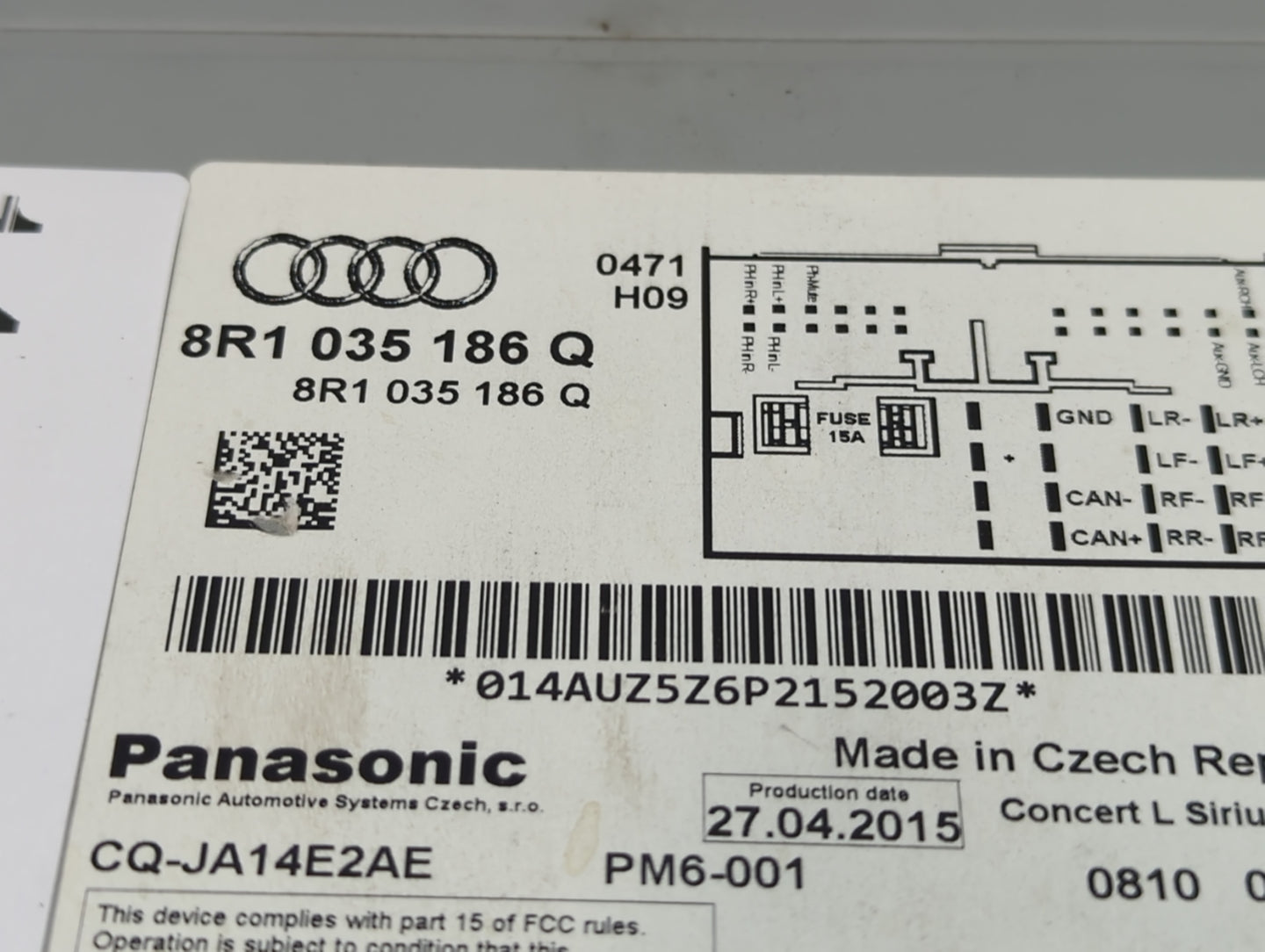 2013-2016 Audi A4 Radio AM FM Cd Player Receiver Replacement P/N:8R1035186Q CQ-JA14E2AE Fits Fits 2013 2014 2015 2016 OEM Us