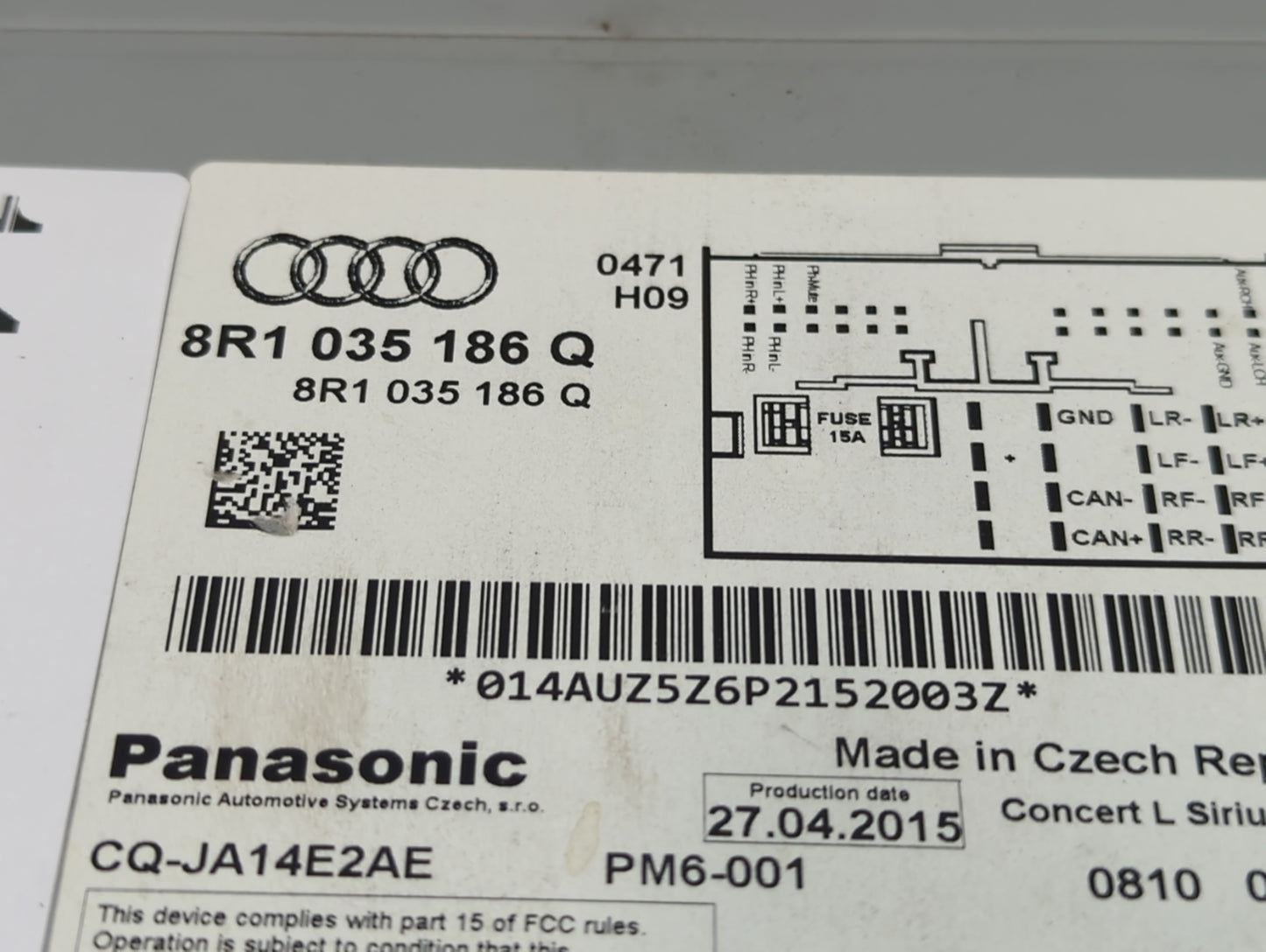 2013-2016 Audi A4 Radio AM FM Cd Player Receiver Replacement P/N:8R1035186Q CQ-JA14E2AE Fits Fits 2013 2014 2015 2016 OEM Us