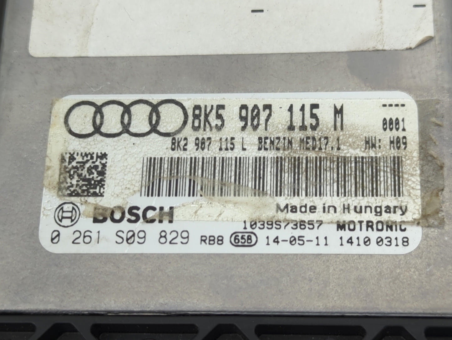 2014-2015 Audi A4 PCM Engine Control Computer ECU ECM PCU OEM P/N:0 261 S09 829 8K5 907 115 M Fits Fits 2014 2015 OEM Used A