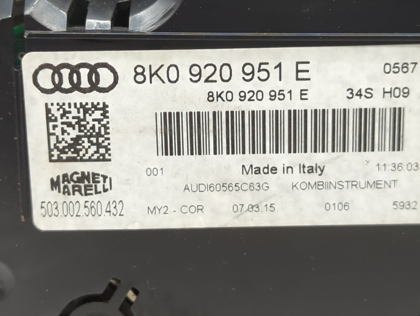 2013-2016 Audi A4 Instrument Cluster Speedometer Gauges P/N:8K0920951E 503002560432 Miles:68K Fits Fits 2013 2014 2015 2016 