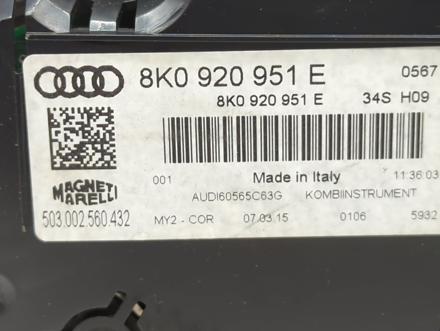 2013-2016 Audi A4 Instrument Cluster Speedometer Gauges P/N:8K0920951E 503002560432 Miles:68K Fits Fits 2013 2014 2015 2016 