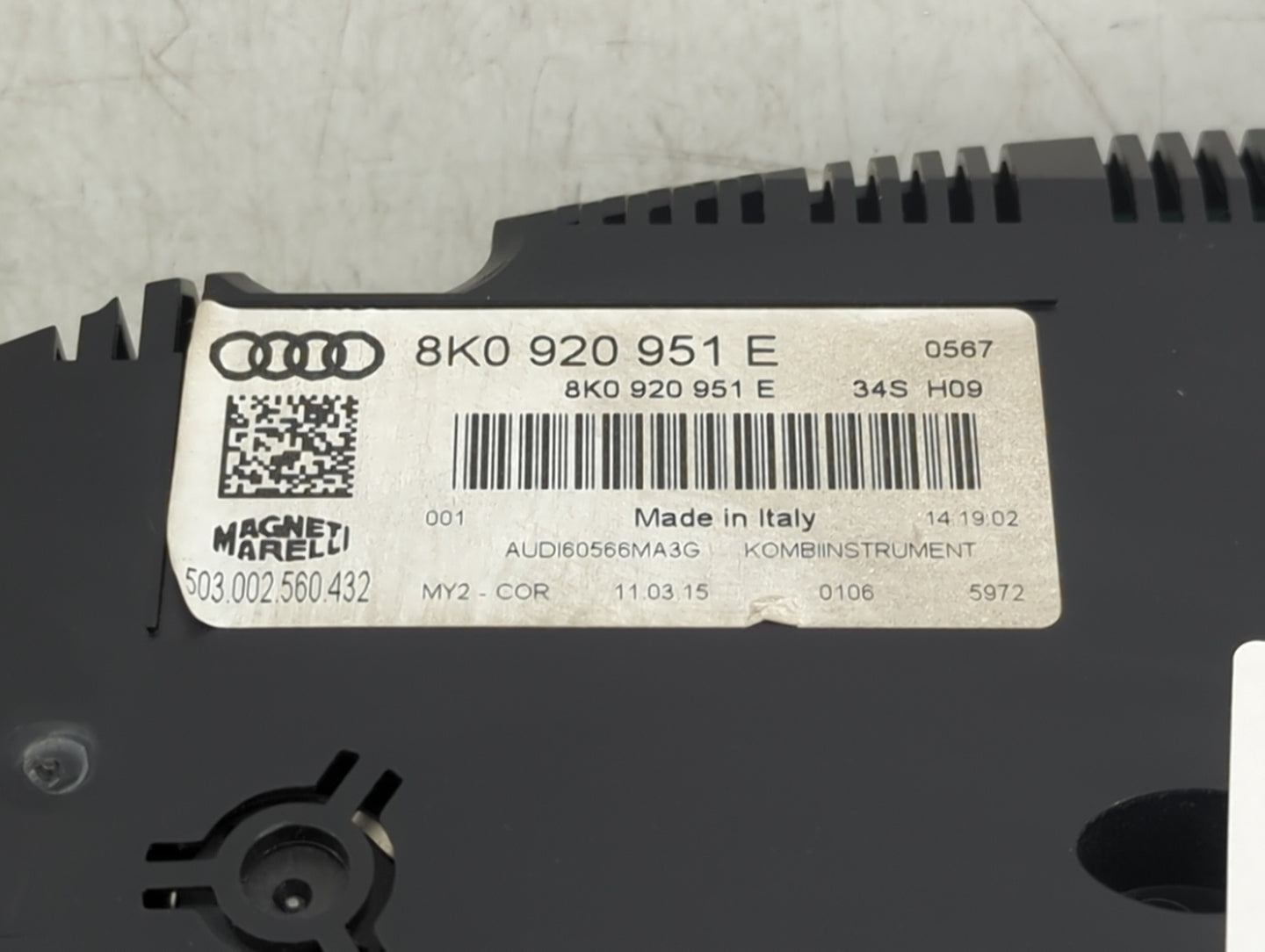 2015 Audi A4 Instrument Cluster Speedometer Gauges P/N:8K0920951E 503002560432, AUDI60566MA3G Miles:120K Fits OEM Used Auto 