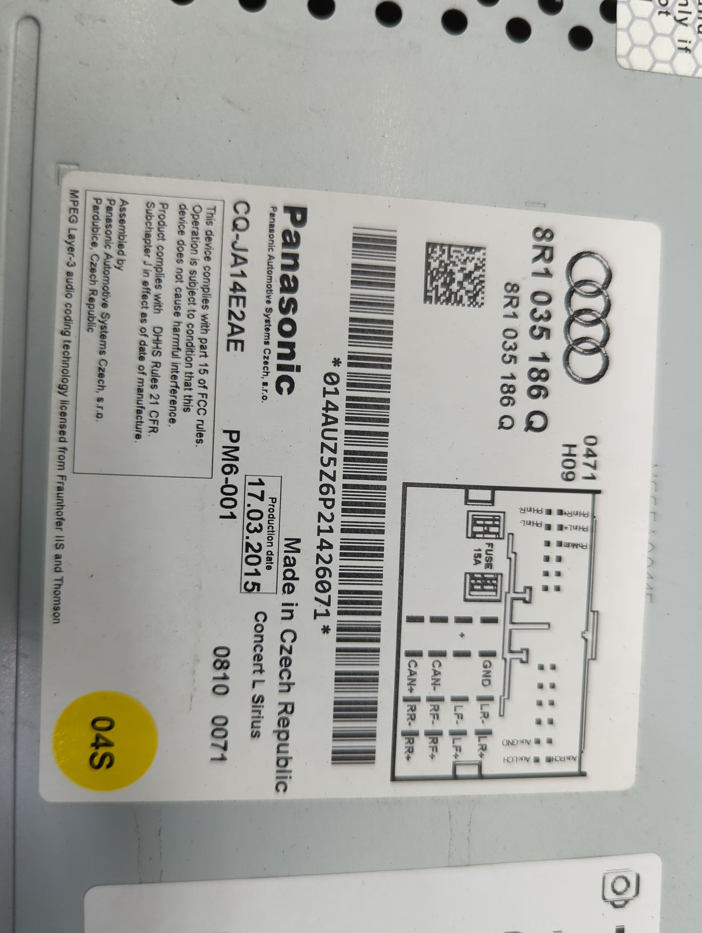 2013-2016 Audi A4 Radio AM FM Cd Player Receiver Replacement P/N:8R1035186Q CQ-JA12E6AE Fits Fits 2013 2014 2015 2016 OEM Us