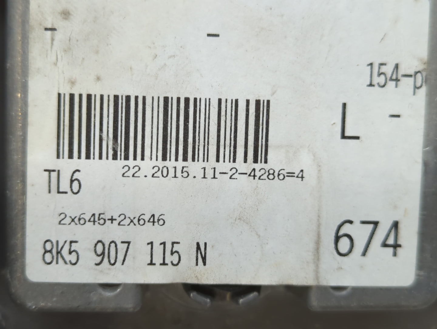 2015 Audi A4 PCM Engine Control Computer ECU ECM PCU OEM P/N:8K5 907 115 N Fits OEM Used Auto Parts - Oemusedautoparts1.com