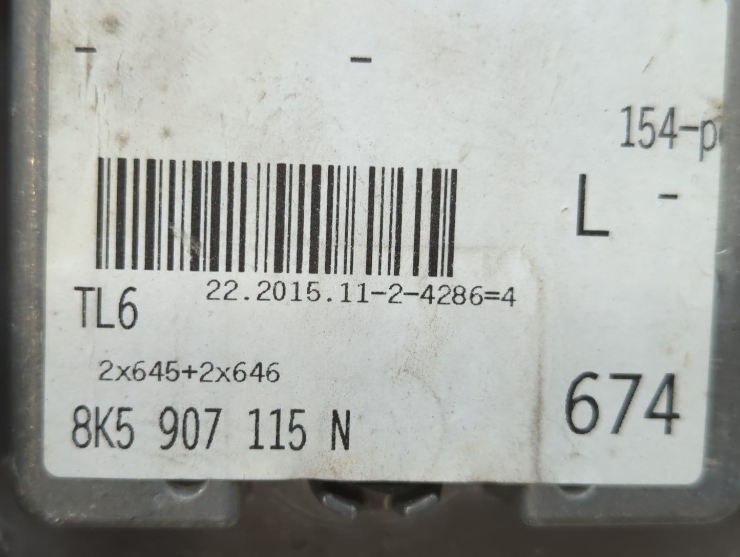 2015 Audi A4 PCM Engine Control Computer ECU ECM PCU OEM P/N:8K5 907 115 N Fits OEM Used Auto Parts - Oemusedautoparts1.com