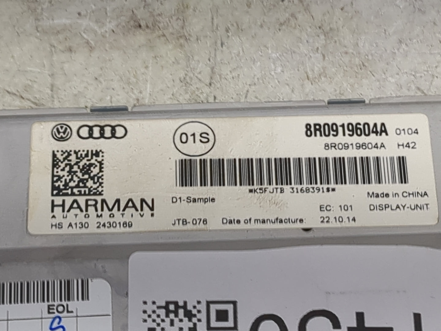 2015 Audi A5 Information Display Screen 1471430 - Oemusedautoparts1.com