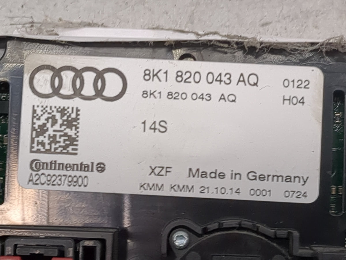 2014-2016 Audi A5 Climate Control Module Temperature AC/Heater Replacement P/N:8K1820043AQ A2C92379900 Fits OEM Used Auto Pa