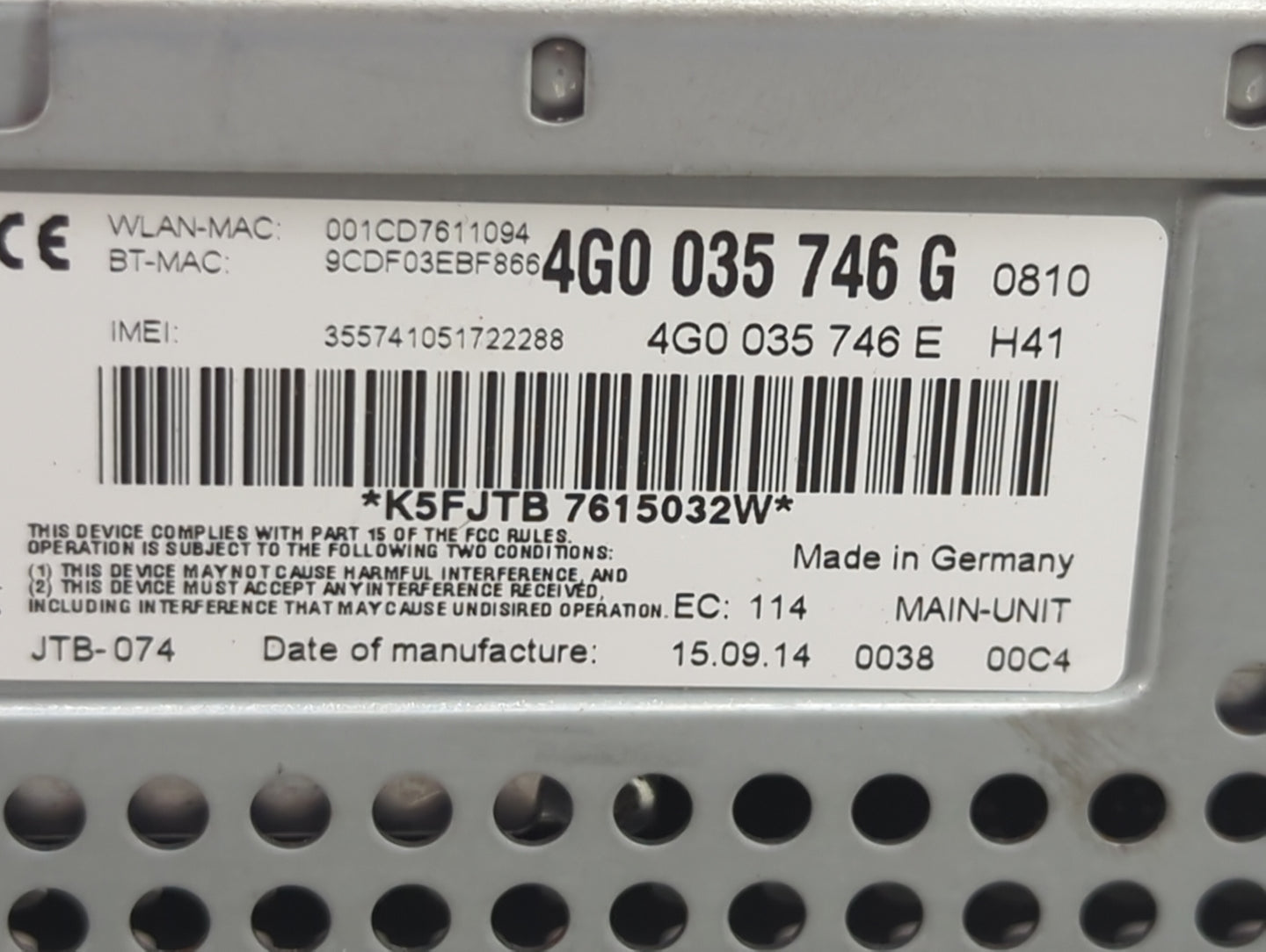 2012-2015 Audi A6 Multi Media Audio Radio Receiver Player Oem - Oemusedautoparts1.com