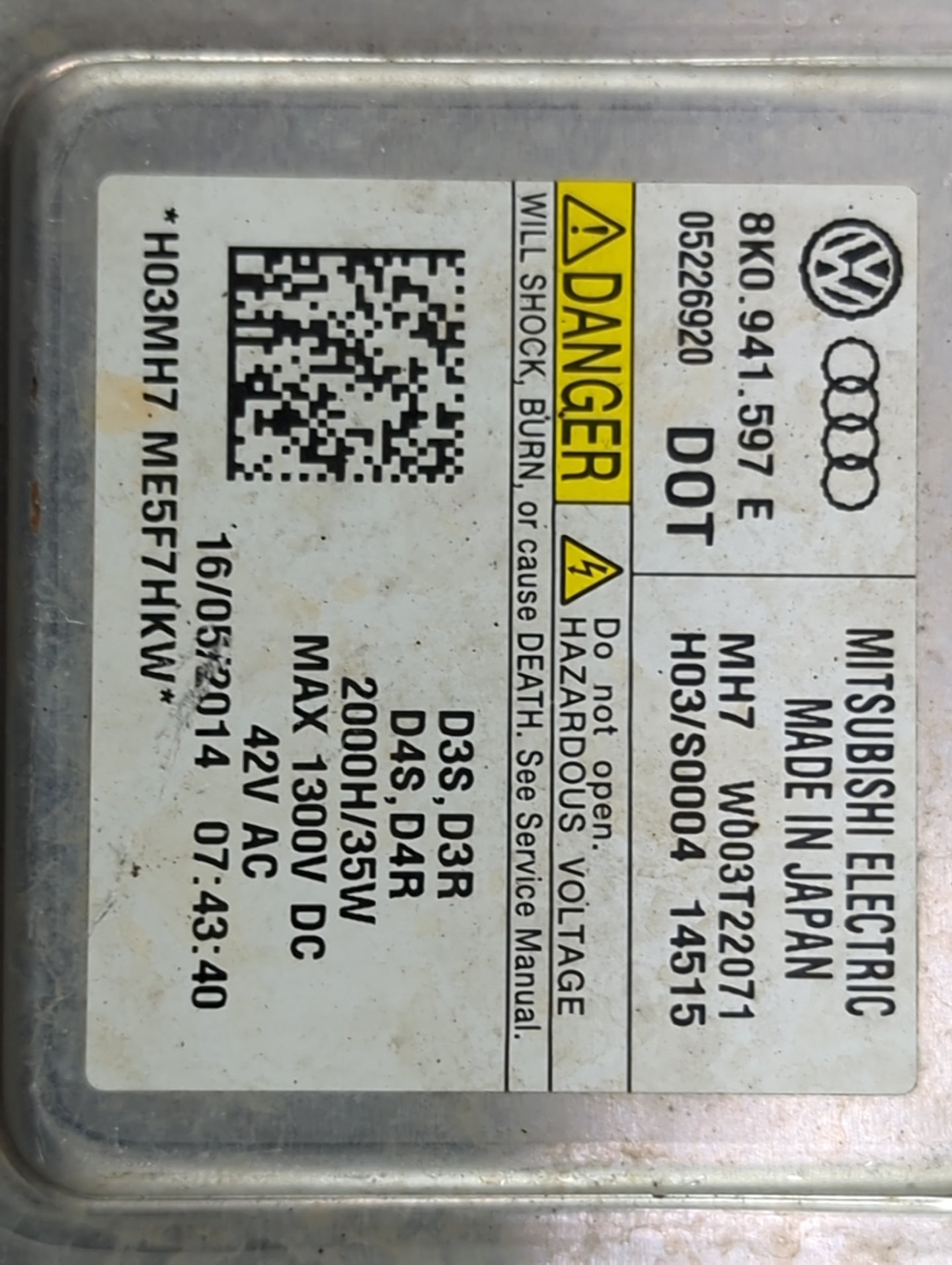 2015 Audi A6 Headlight Ballast Head Light 1463100 - Oemusedautoparts1.com