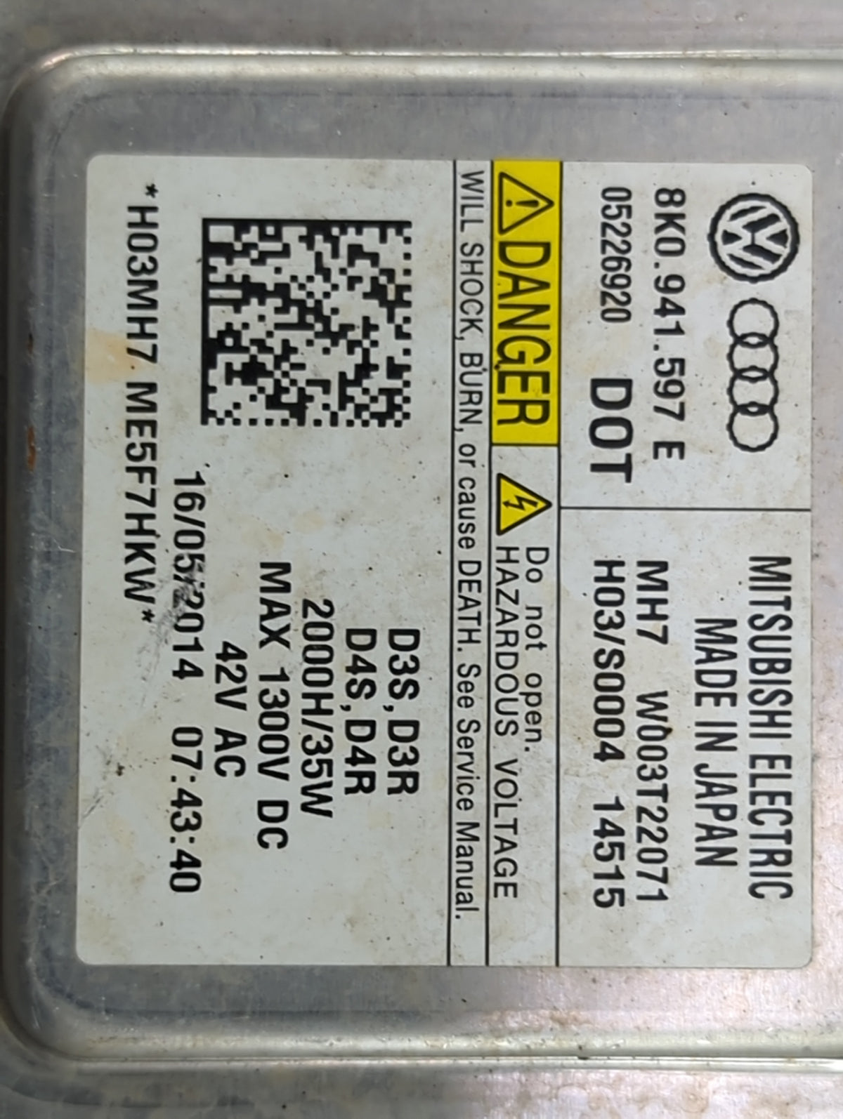 2015 Audi A6 Headlight Ballast Head Light 1463100 - Oemusedautoparts1.com