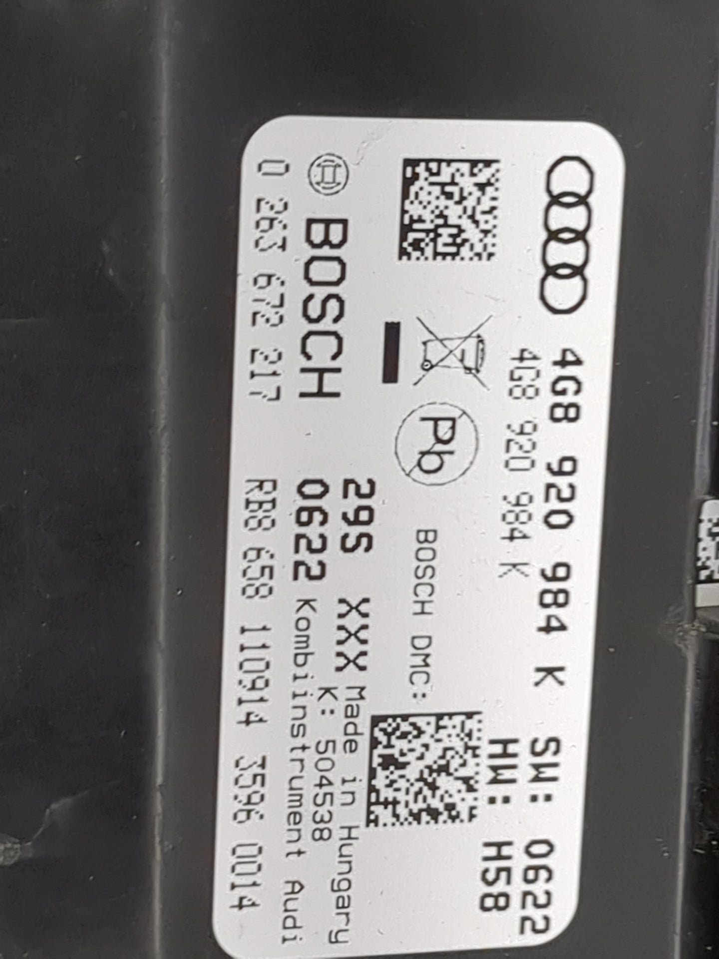 2014-2015 Audi A6 Instrument Cluster Speedometer Gauges P/N:4G8920984K 0263672217 Miles: Fits Fits 2014 2015 OEM Used Auto P