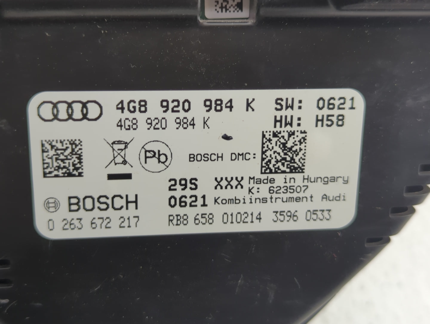 2014-2015 Audi A6 Instrument Cluster Speedometer Gauges P/N:4G8 920 984 K Fits Fits 2014 2015 OEM Used Auto Parts - Oemuseda