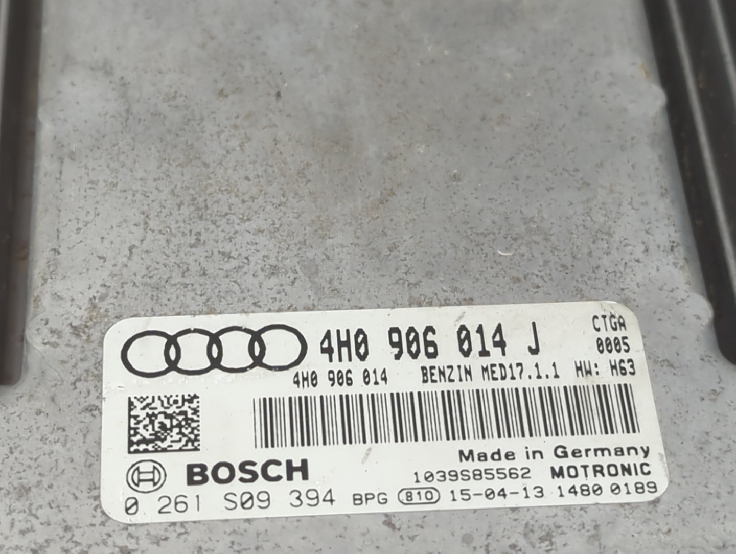 2015 Audi A8 PCM Engine Control Computer ECU ECM PCU OEM P/N:4H0906014J 4H0906014, 0261S09394, 1039S85562 Fits OEM Used Auto