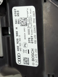 2015 Audi A8 Instrument Cluster Speedometer Gauges P/N:4H0920980M 0263670200, RB8658, 37S Miles:165K Fits OEM Used Auto Part