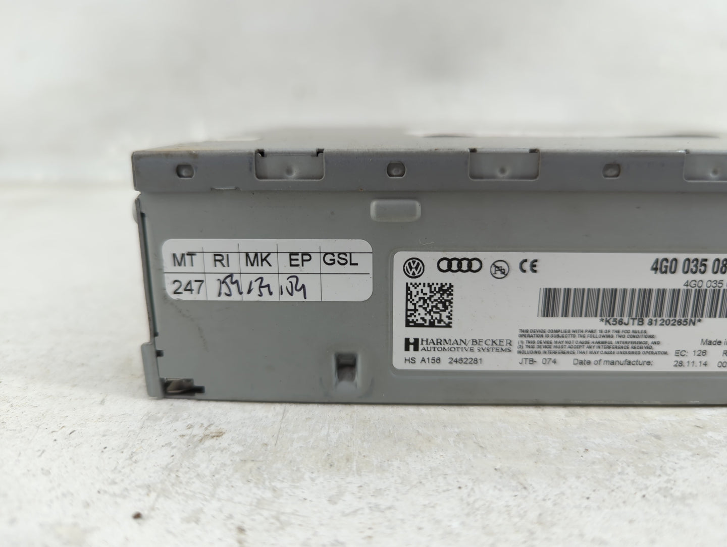 2015-2016 Audi Q3 Radio AM FM Cd Player Receiver Replacement P/N:4G0 035 082 G Fits OEM Used Auto Parts - Oemusedautoparts1.