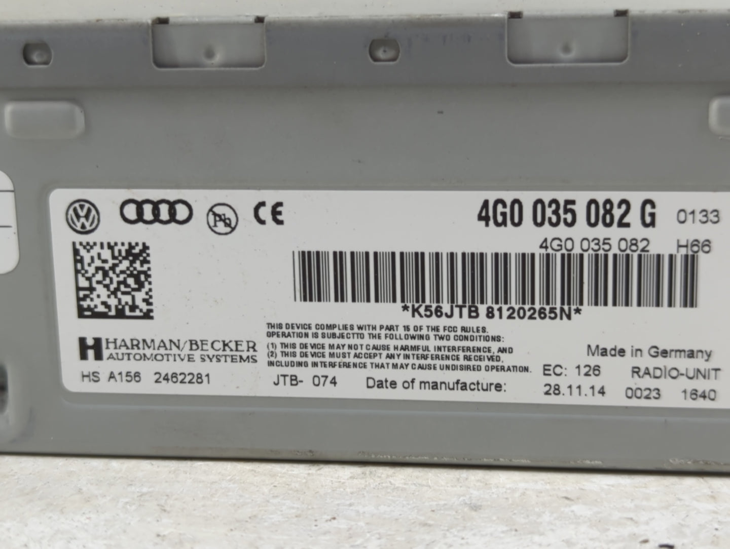 2015-2016 Audi Q3 Radio AM FM Cd Player Receiver Replacement P/N:4G0 035 082 G Fits OEM Used Auto Parts - Oemusedautoparts1.
