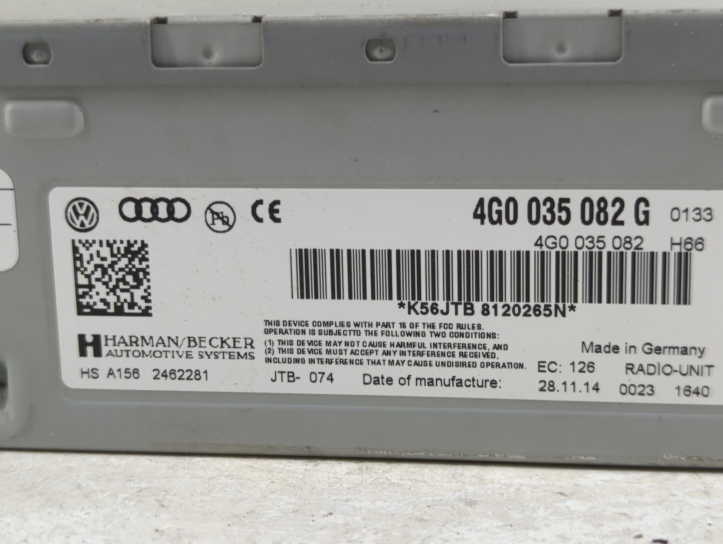 2015-2016 Audi Q3 Radio AM FM Cd Player Receiver Replacement P/N:4G0 035 082 G Fits OEM Used Auto Parts - Oemusedautoparts1.