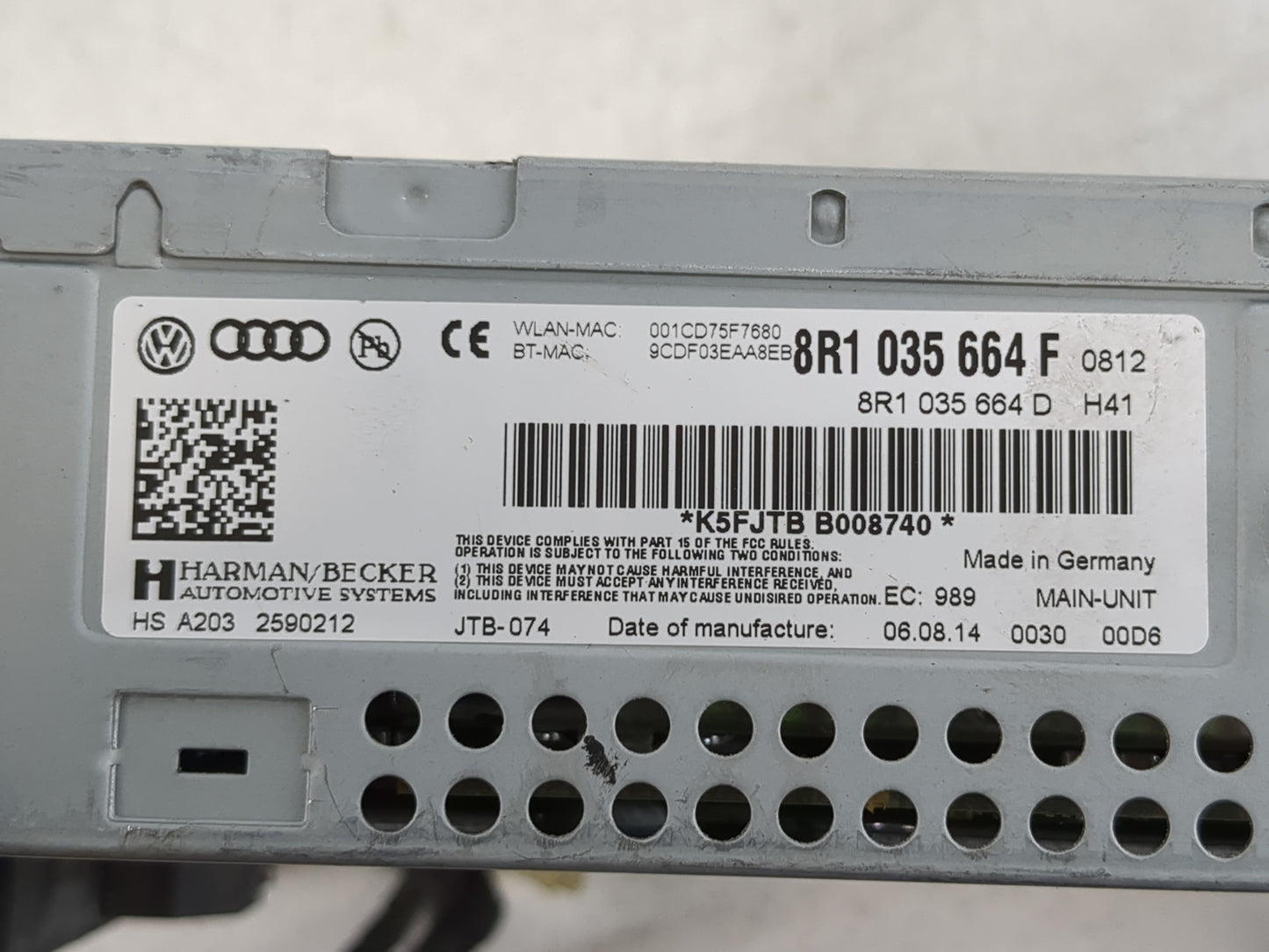 2011-2017 Audi Q5 Radio AM FM Cd Player Receiver Replacement P/N:8R1 035 664 F Fits Fits 2011 2012 2013 2014 2015 2016 2017 
