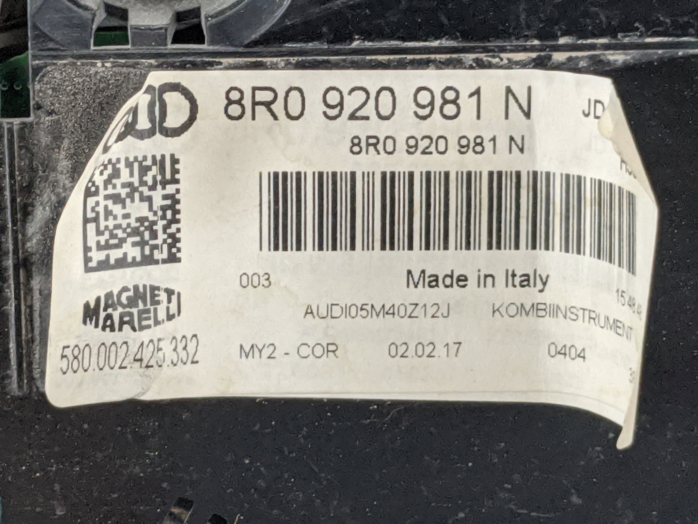 2013-2017 Audi Q5 Instrument Cluster Speedometer Gauges P/N:8R0 920 981 N Fits Fits 2013 2014 2015 2016 2017 OEM Used Auto P