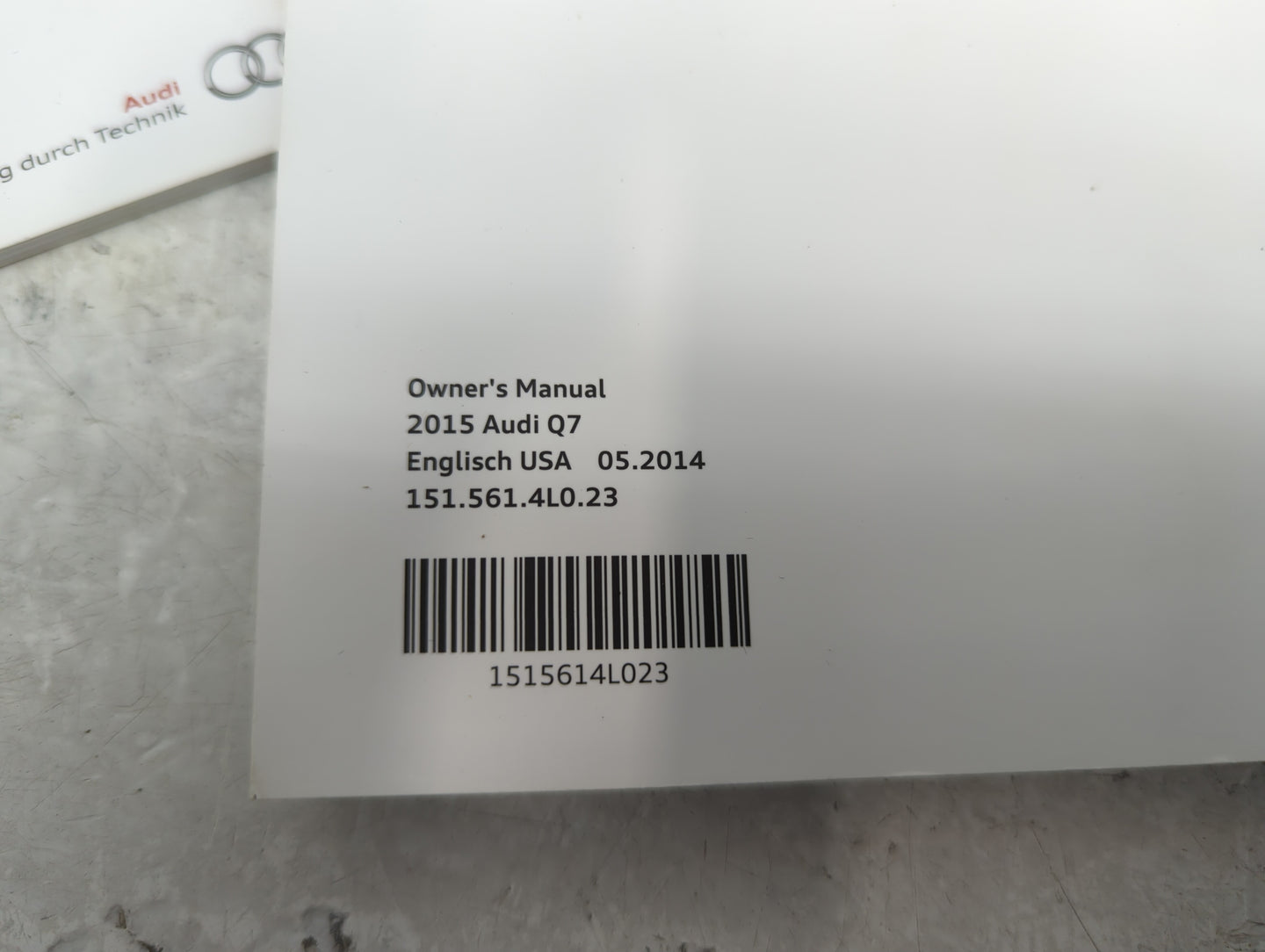 2015 Audi Q7 Owners Manual Book Guide P/N:151.561.4L0.23 OEM Used Auto Parts - Oemusedautoparts1.com