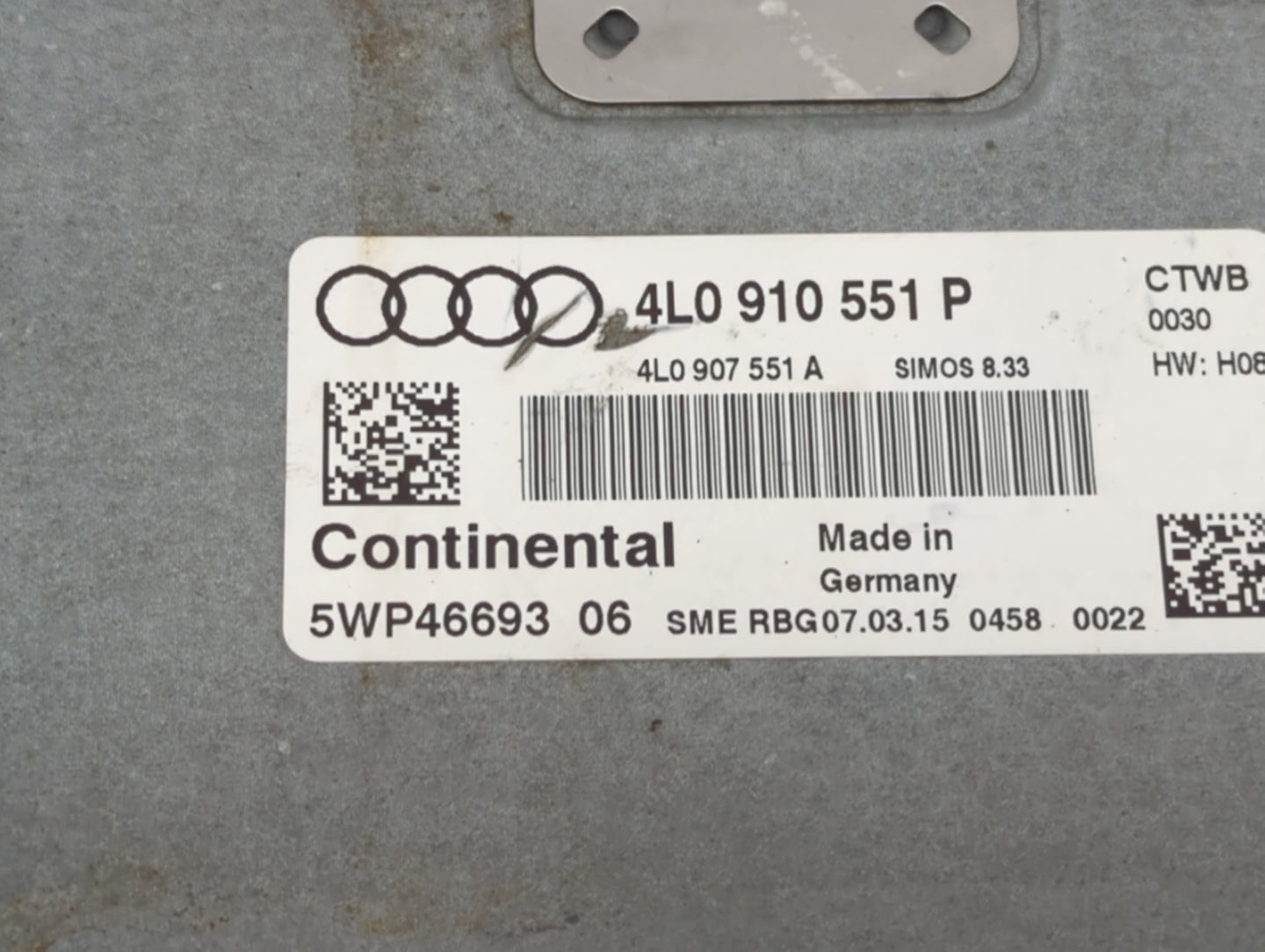 2013-2015 Audi Q7 PCM Engine Control Computer ECU ECM PCU OEM P/N:4L0910551P 4L0907551A, 5WP46693 Fits Fits 2013 2014 2015 O