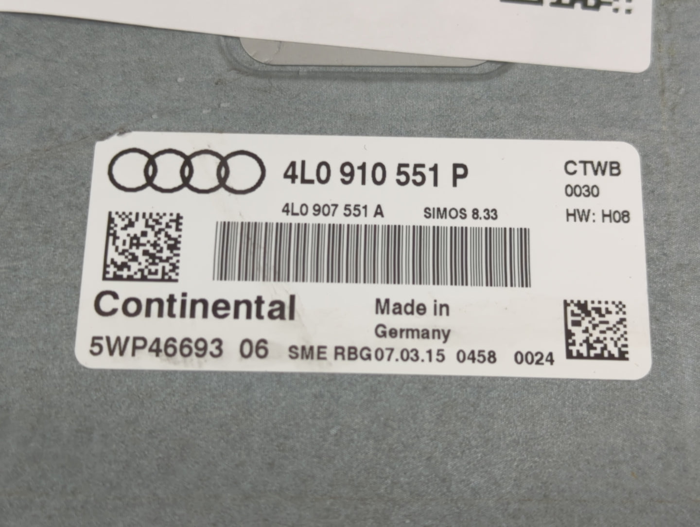 2013-2015 Audi Q7 PCM Engine Control Computer ECU ECM PCU OEM P/N:4L0 910 551 P Fits Fits 2013 2014 2015 OEM Used Auto Parts