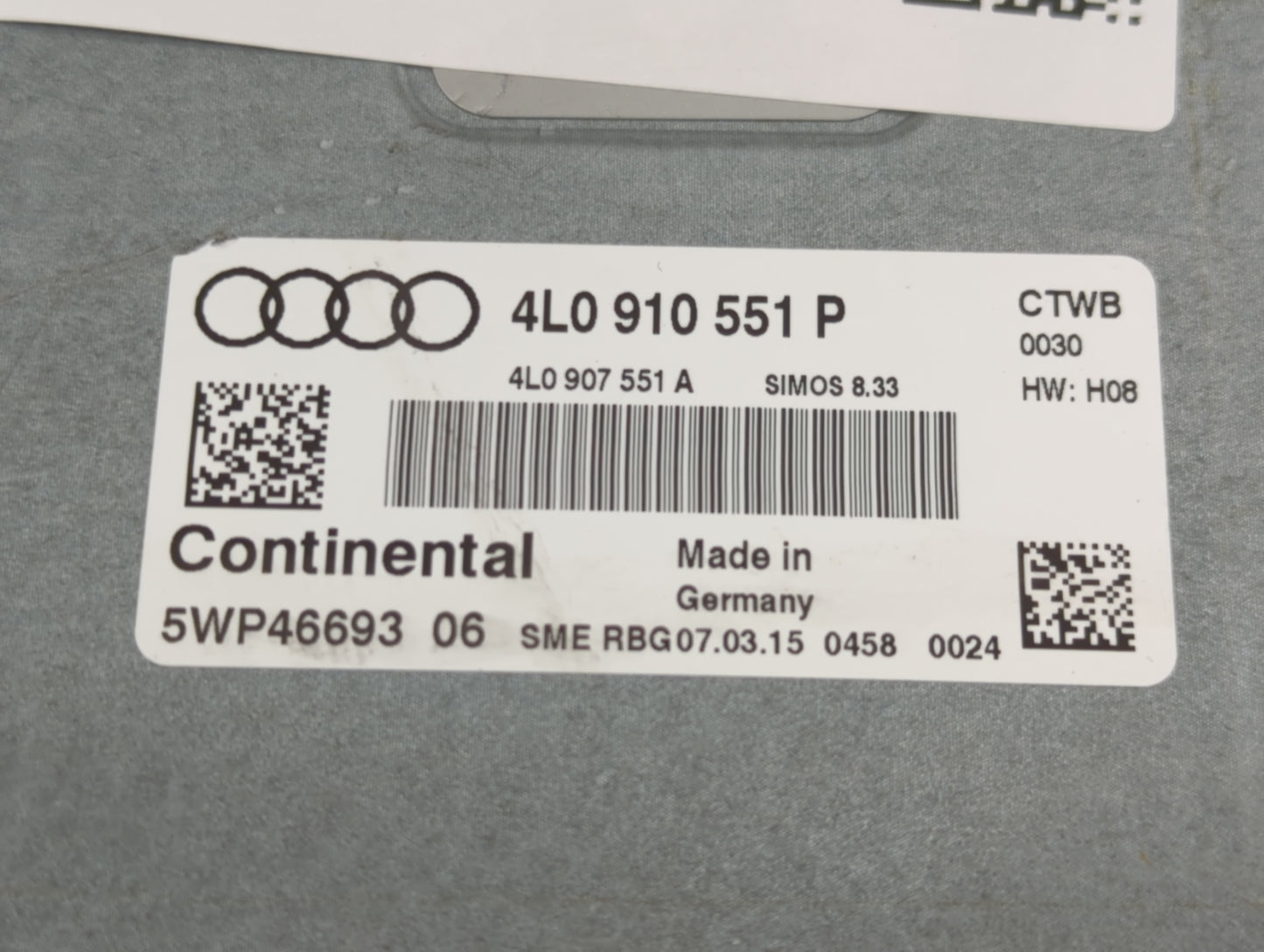 2013-2015 Audi Q7 PCM Engine Control Computer ECU ECM PCU OEM P/N:4L0 910 551 P Fits Fits 2013 2014 2015 OEM Used Auto Parts