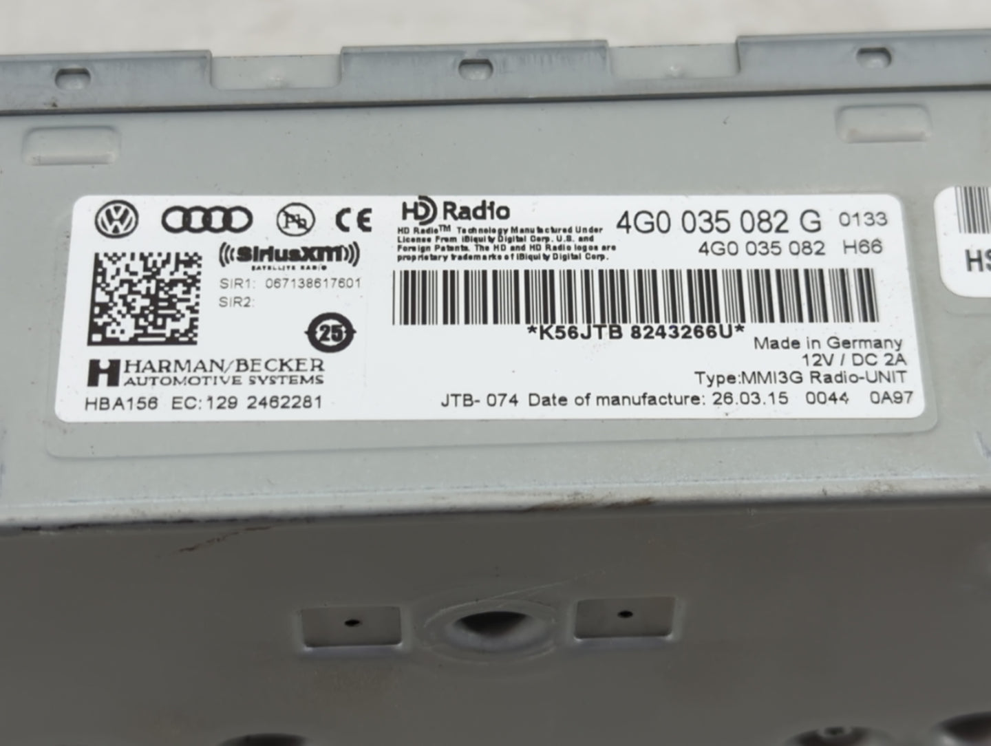 2013-2015 Audi Q7 Radio AM FM Cd Player Receiver Replacement P/N:4G0 035 082 G Fits OEM Used Auto Parts - Oemusedautoparts1.