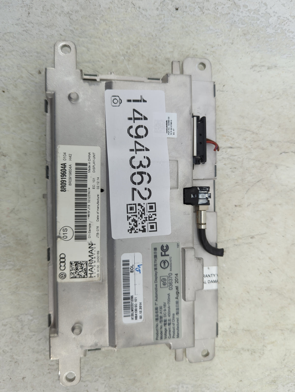 2013-2015 Audi Q7 Information Radio Display Screen 1494362 - Oemusedautoparts1.com