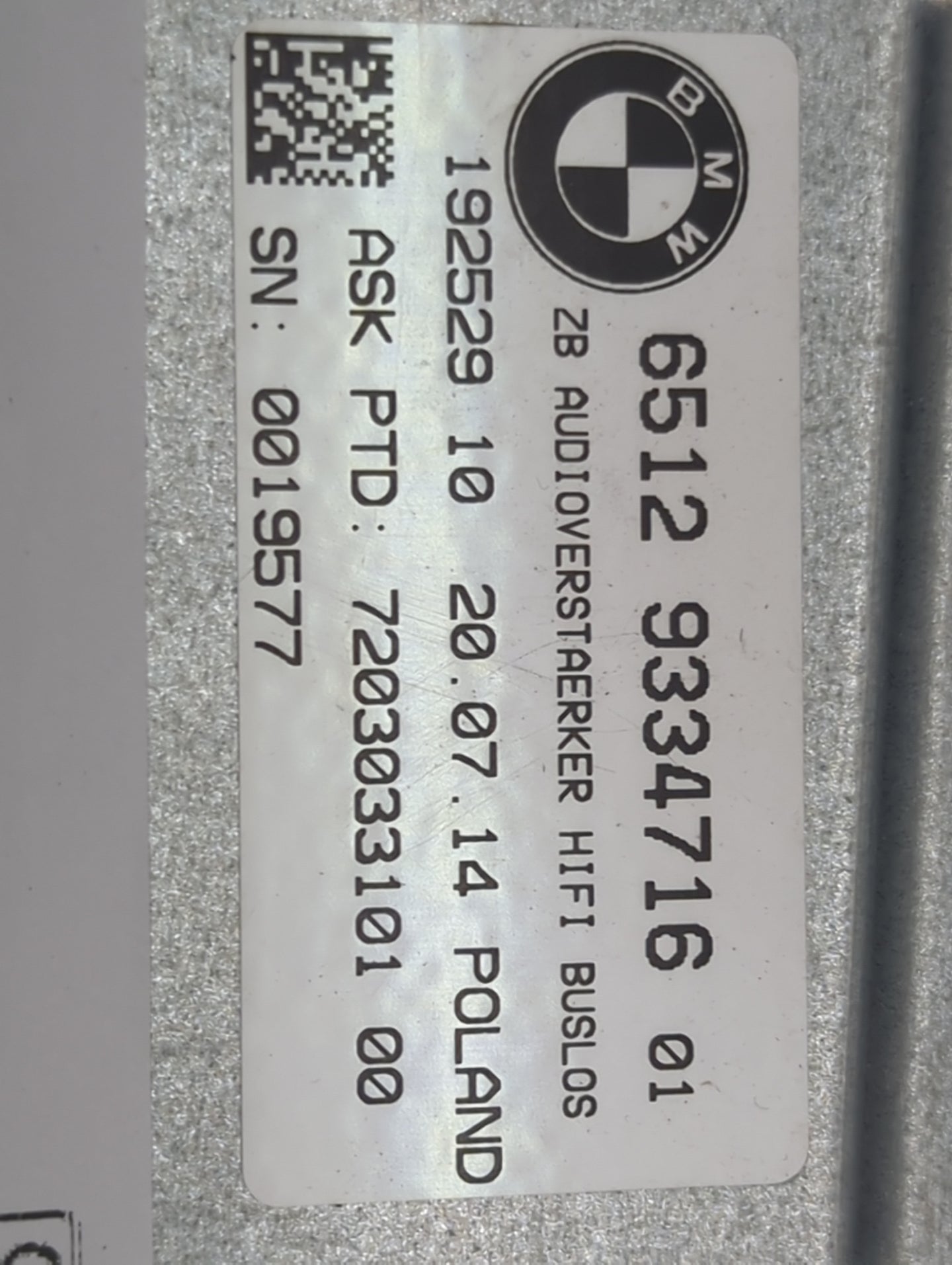 Bmw 320 Radio Speaker Amplifier 65129334716|192529102007.14 - Oemusedautoparts1.com