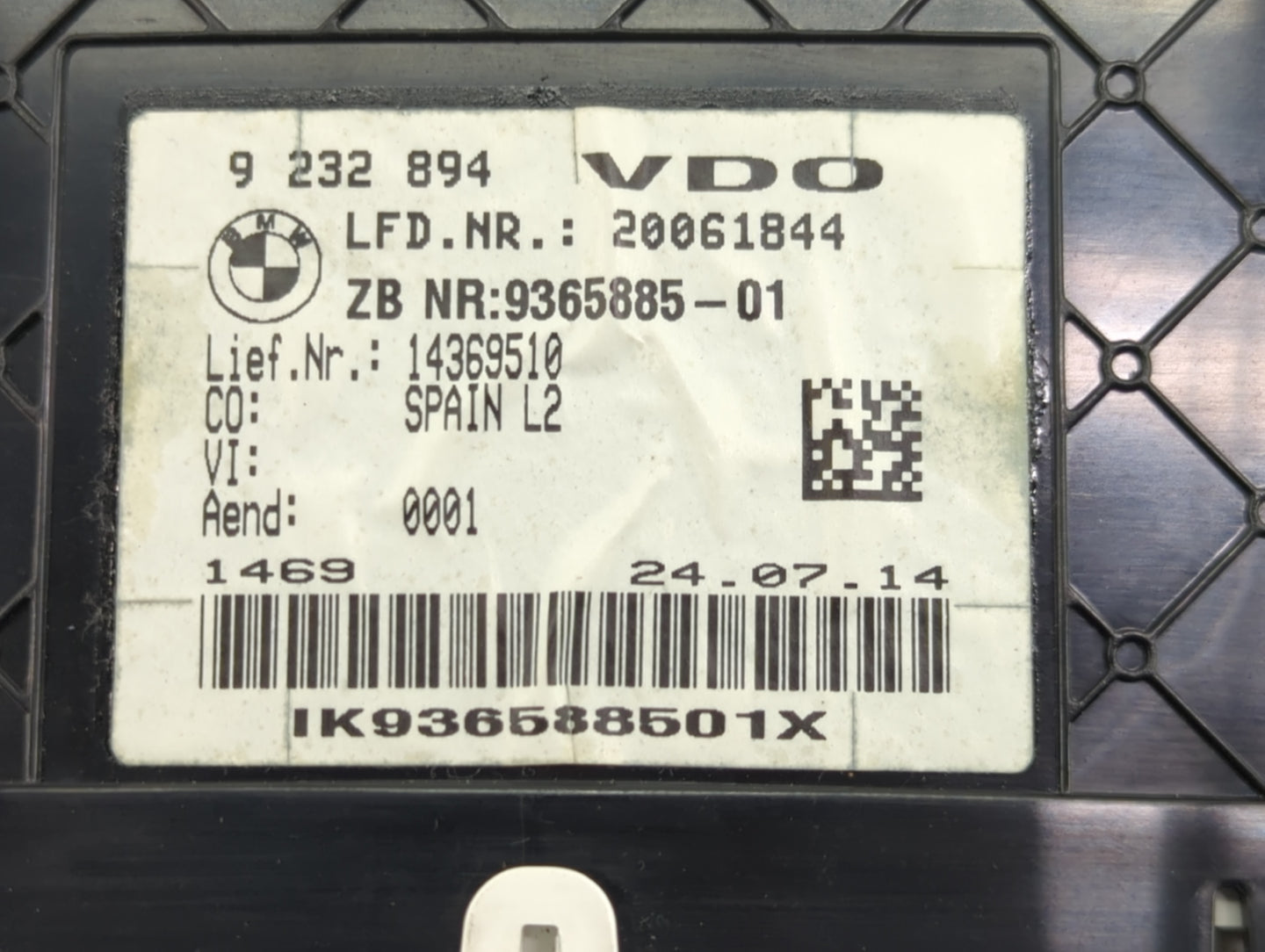 2015-2016 Bmw 320i Instrument Cluster Speedometer Gauges P/N:9232894 9365885-01 Miles:69K Fits OEM Used Auto Parts - Oemused