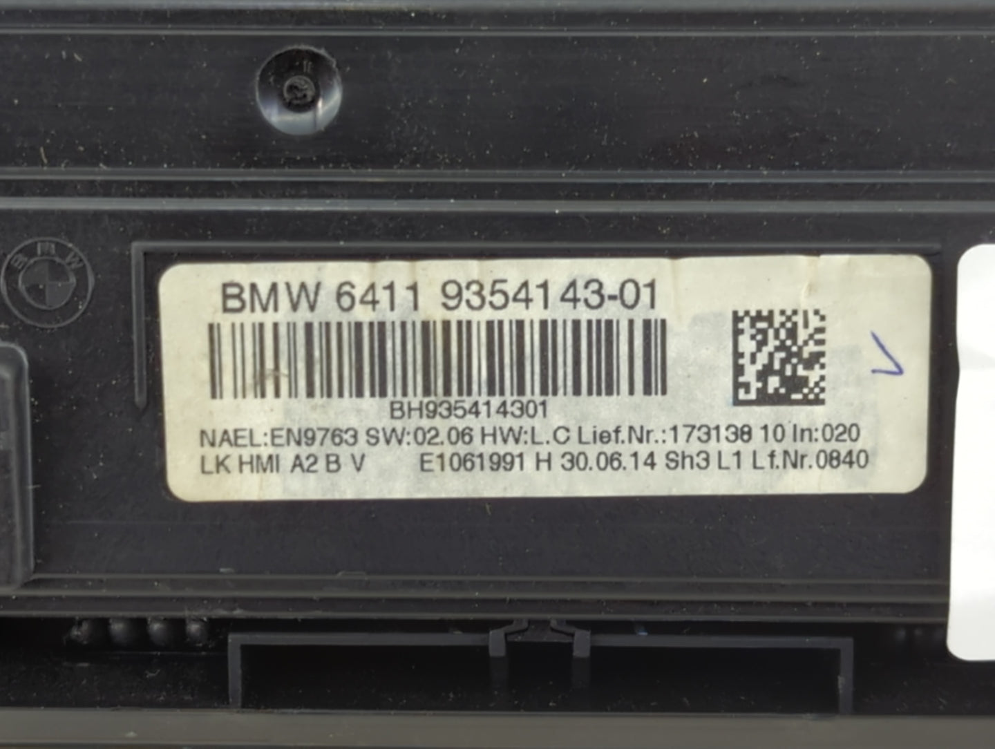 2012-2015 Bmw 320i Climate Control Module Temperature AC/Heater Replacement P/N:9354143-01 Fits Fits 2012 2013 2014 2015 OEM
