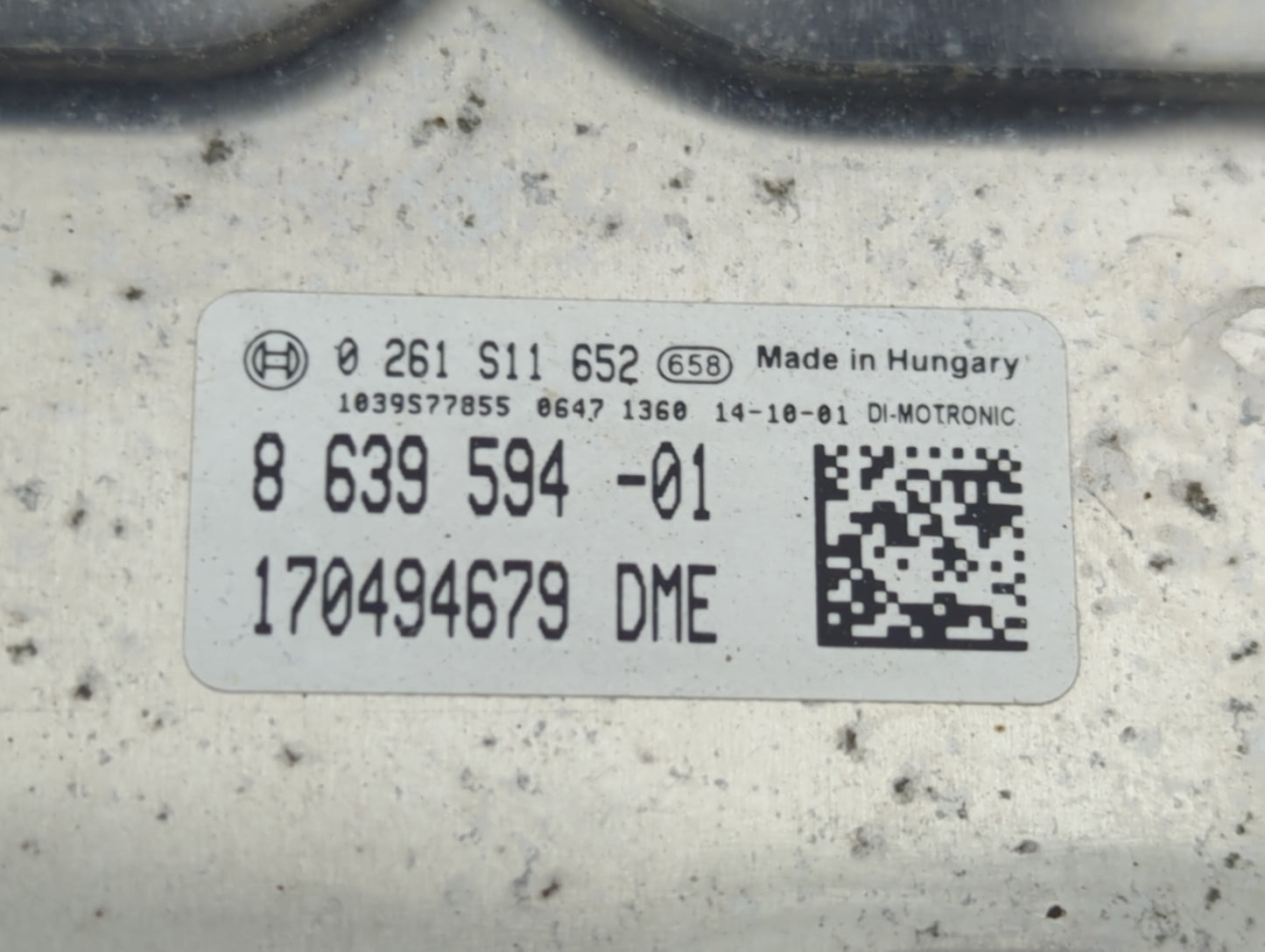 2014-2016 Bmw 428i PCM Engine Control Computer ECU ECM PCU OEM P/N:8 639 594-01 0 261 S11 652 Fits OEM Used Auto Parts - Oem