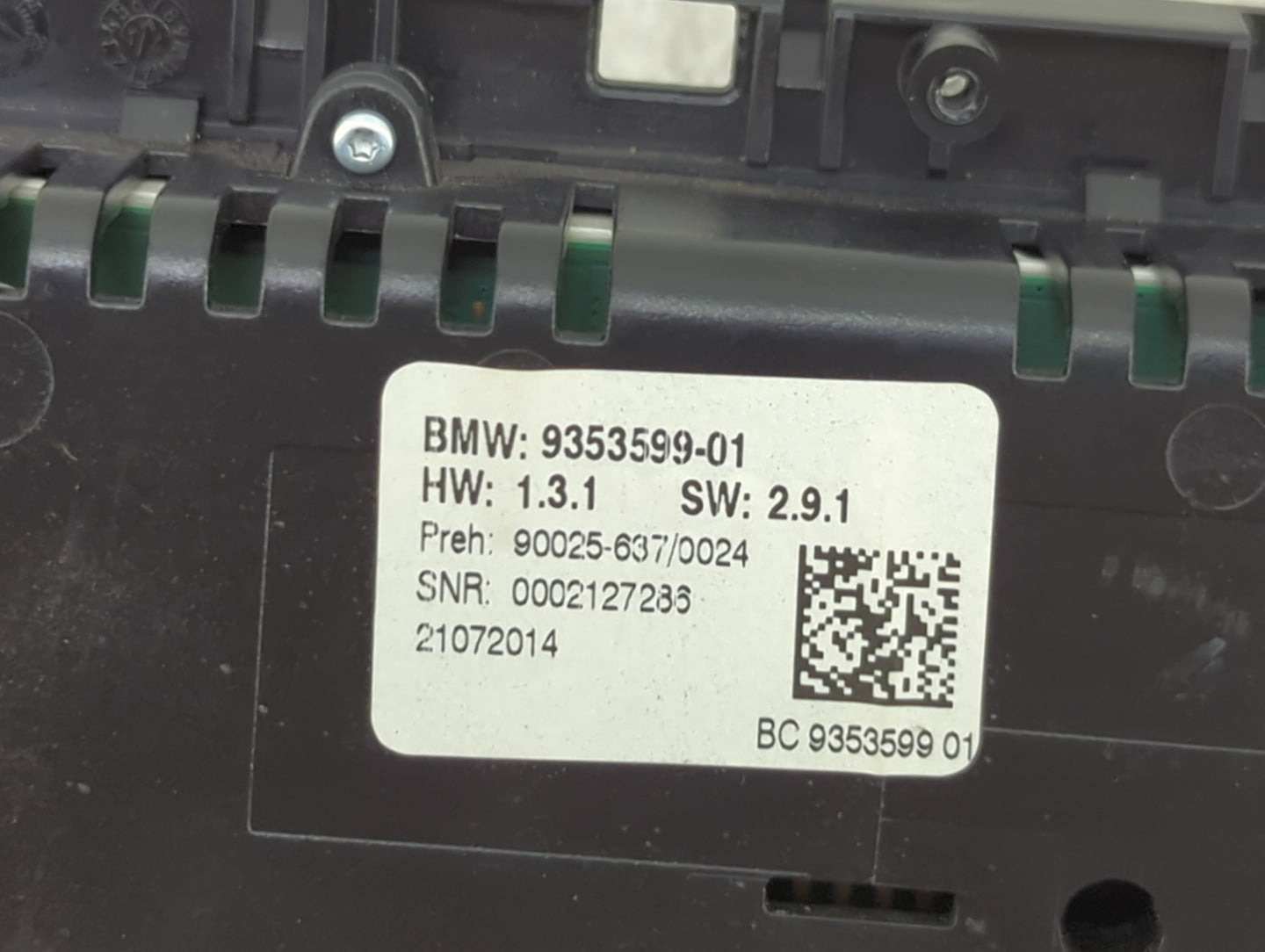 2011-2016 Bmw 528 Climate Control Module Temperature AC/Heater Replacement P/N:9353599-01 90025-637/0024 Fits OEM Used Auto 