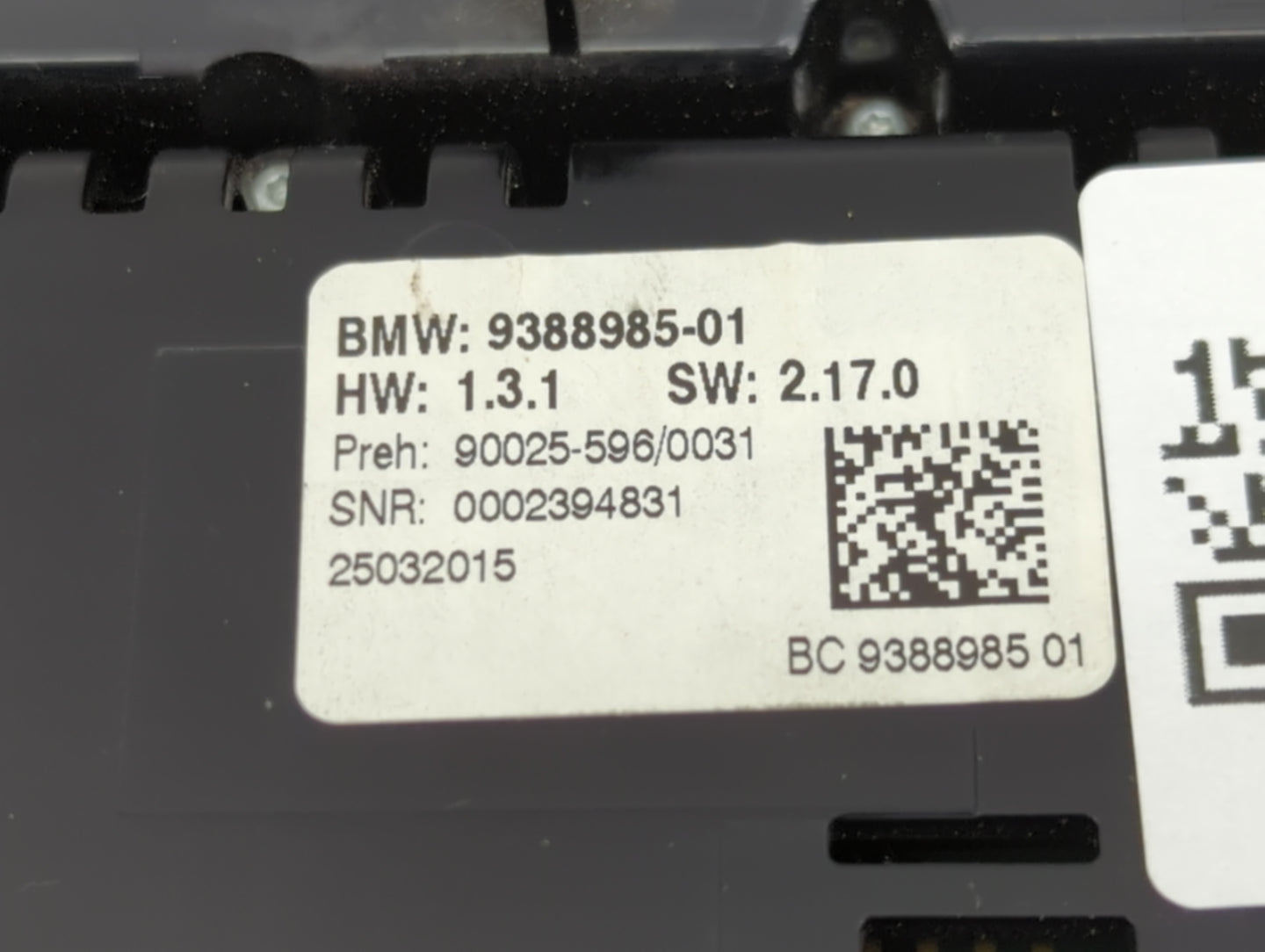 2015 Bmw 750 Climate Control Module Temperature AC/Heater Replacement P/N:9388985-01 90025-596/0031 Fits OEM Used Auto Parts