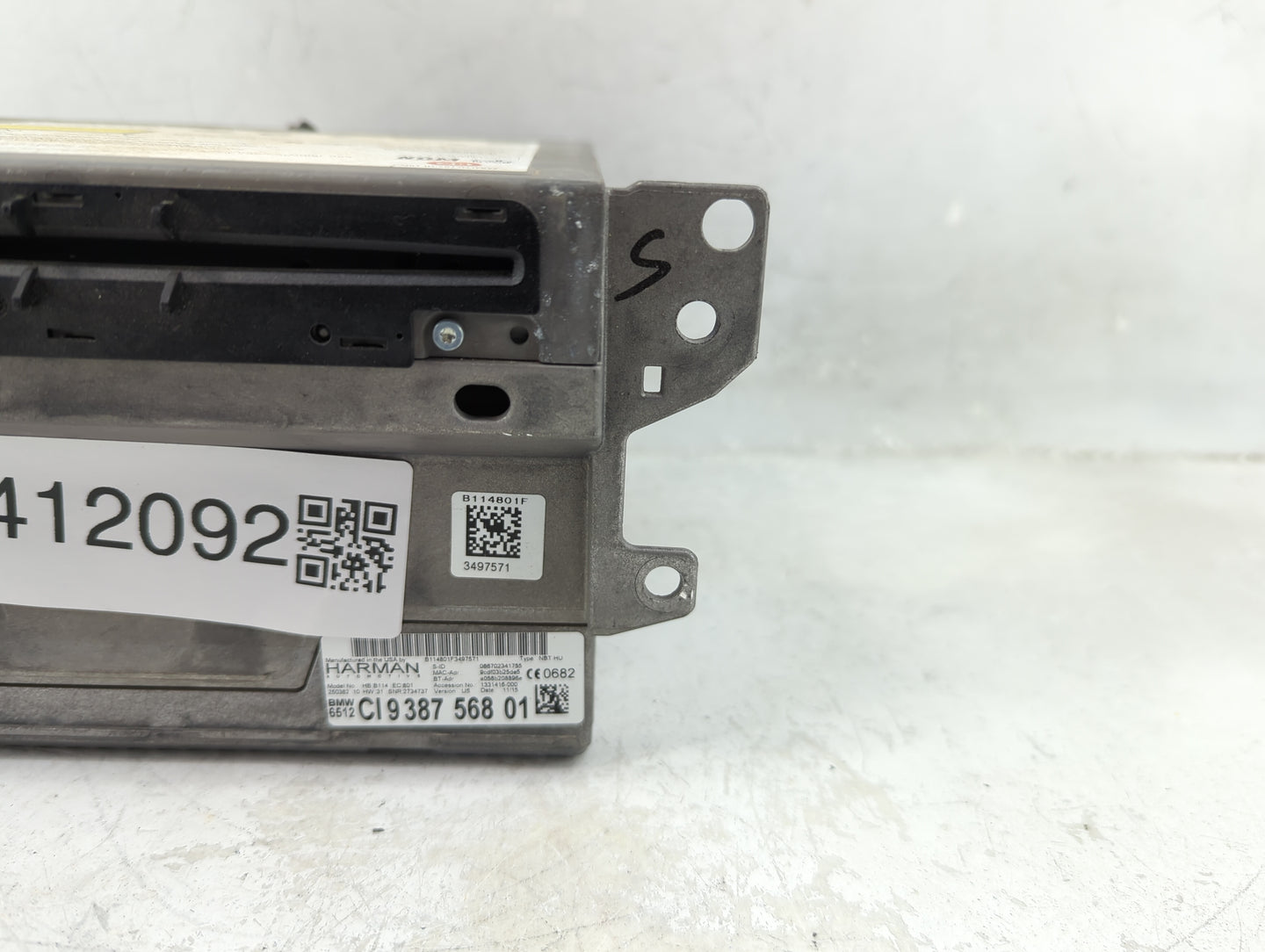 2015 Bmw M4 Radio AM FM Cd Player Receiver Replacement P/N:9 387 568 01 Fits Fits 2014 2016 2017 2019 OEM Used Auto Parts - 