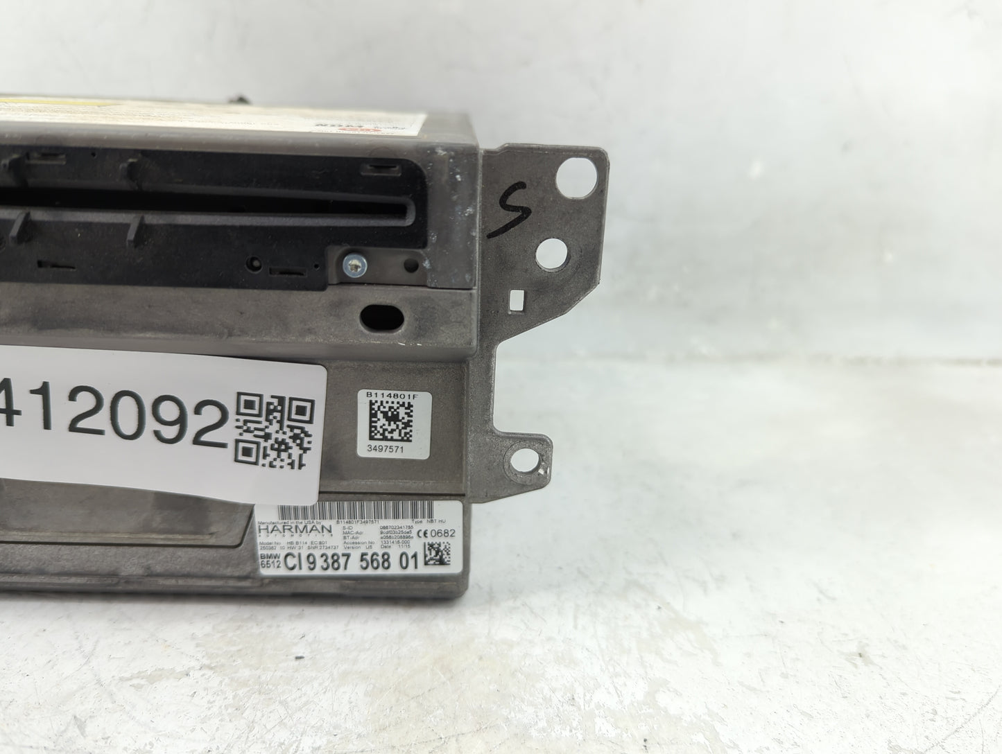 2015 Bmw M4 Radio AM FM Cd Player Receiver Replacement P/N:9 387 568 01 Fits Fits 2014 2016 2017 2019 OEM Used Auto Parts - 